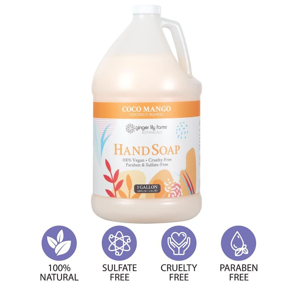 imageGinger Lily Farms Botanicals Conditioning Liquid Hand Soap Refill 100 Vegan amp CrueltyFree Vanilla Sugar Bliss Scent 1 Gallon Pack of 4Coco Mango