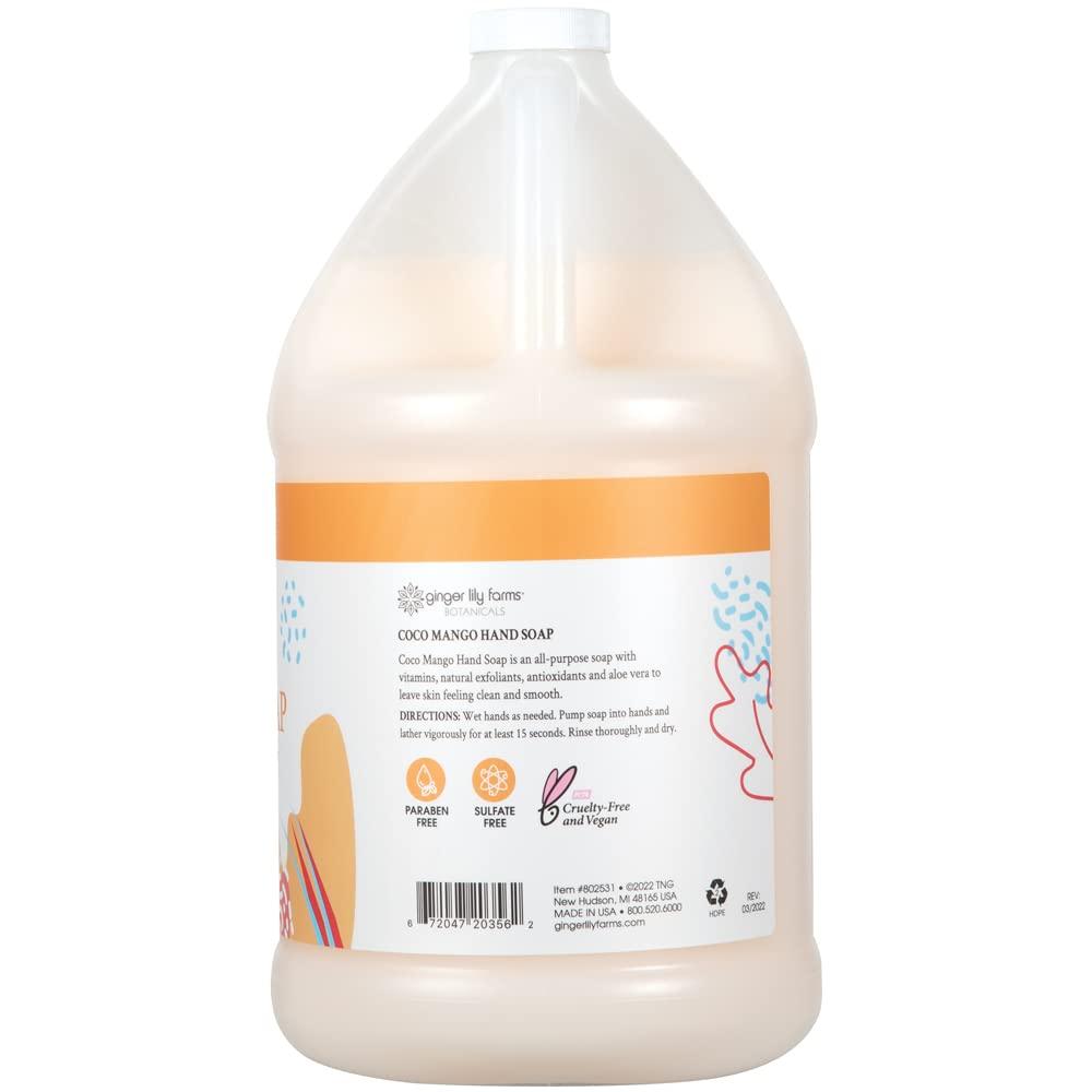 imageGinger Lily Farms Botanicals Conditioning Liquid Hand Soap Refill 100 Vegan amp CrueltyFree Vanilla Sugar Bliss Scent 1 Gallon Pack of 4Coco Mango