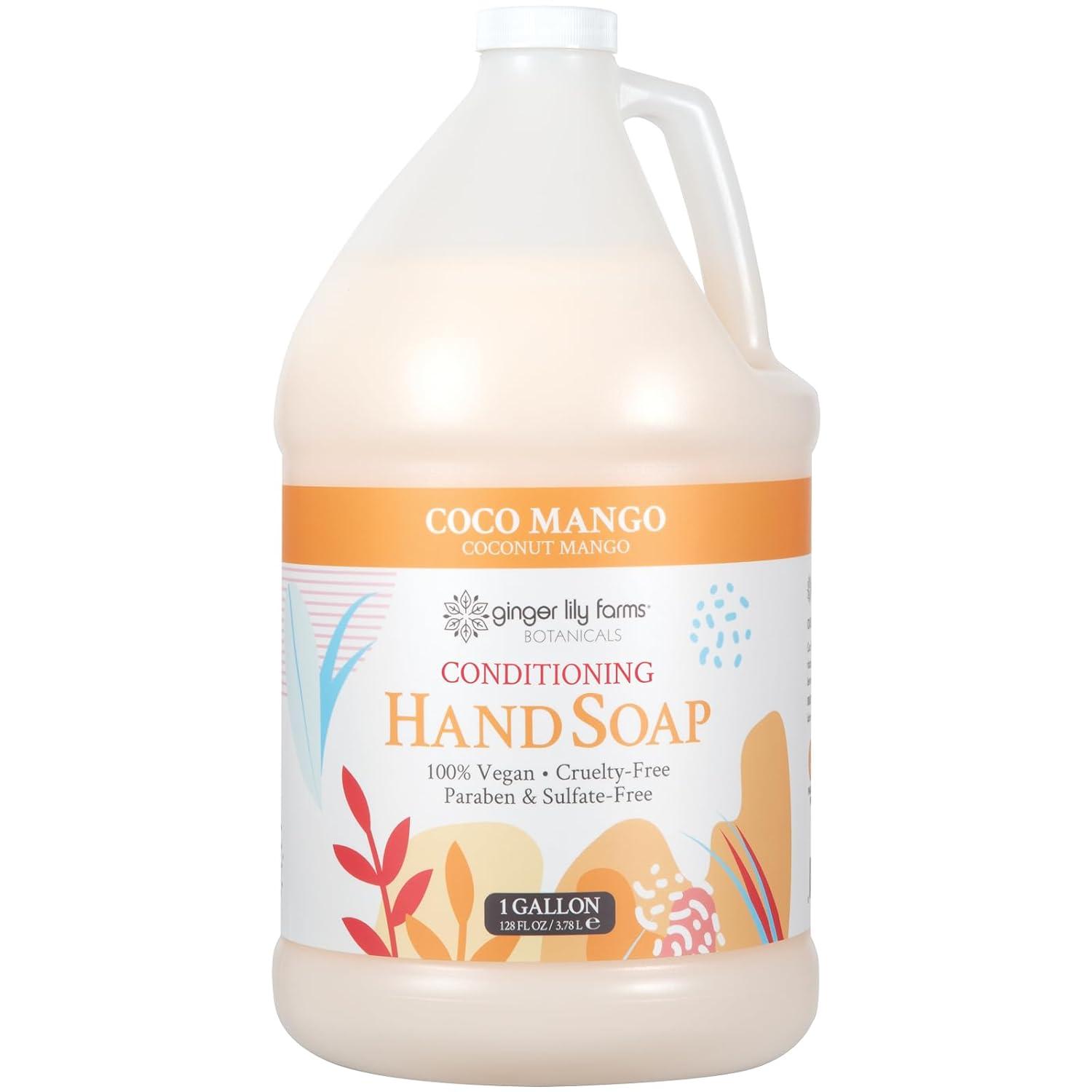 imageGinger Lily Farms Botanicals Conditioning Liquid Hand Soap Refill 100 Vegan amp CrueltyFree Vanilla Sugar Bliss Scent 1 Gallon Pack of 4Coco Mango