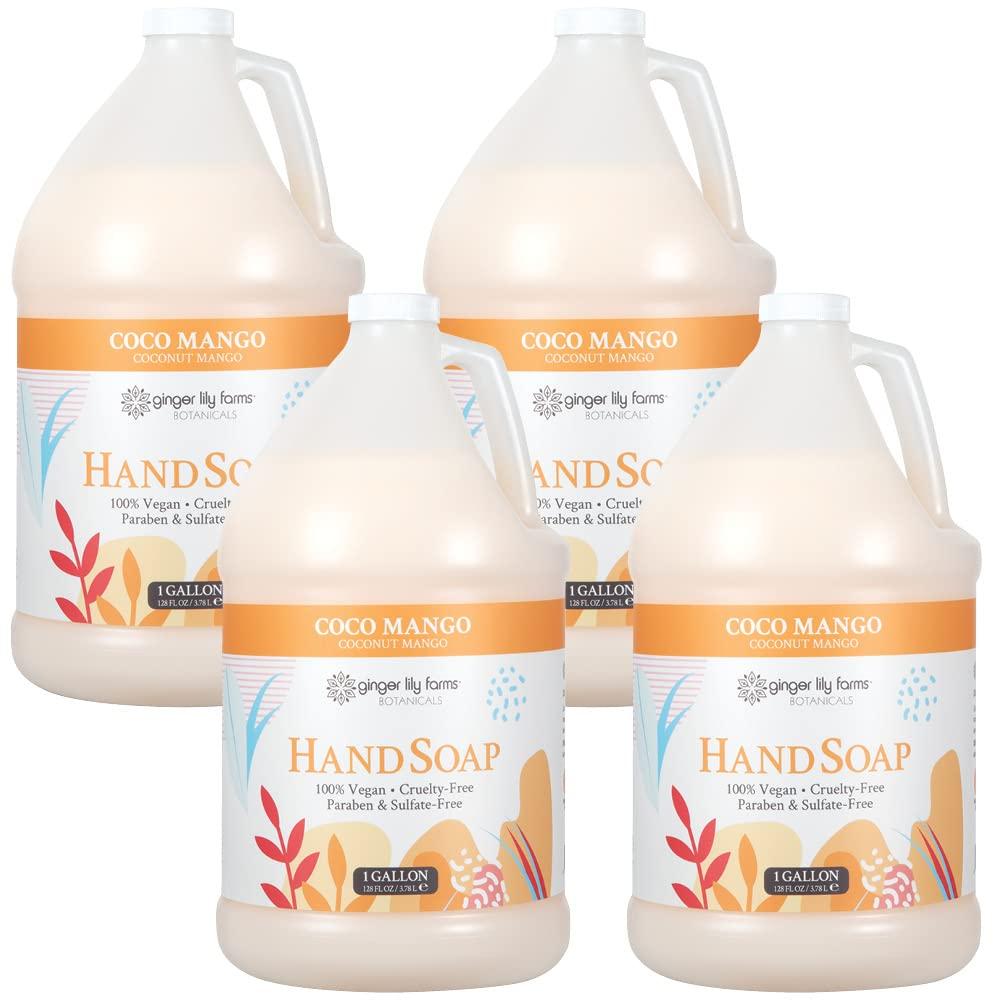 imageGinger Lily Farms Botanicals Conditioning Liquid Hand Soap Refill 100 Vegan amp CrueltyFree Vanilla Sugar Bliss Scent 1 Gallon Pack of 4Coco Mango