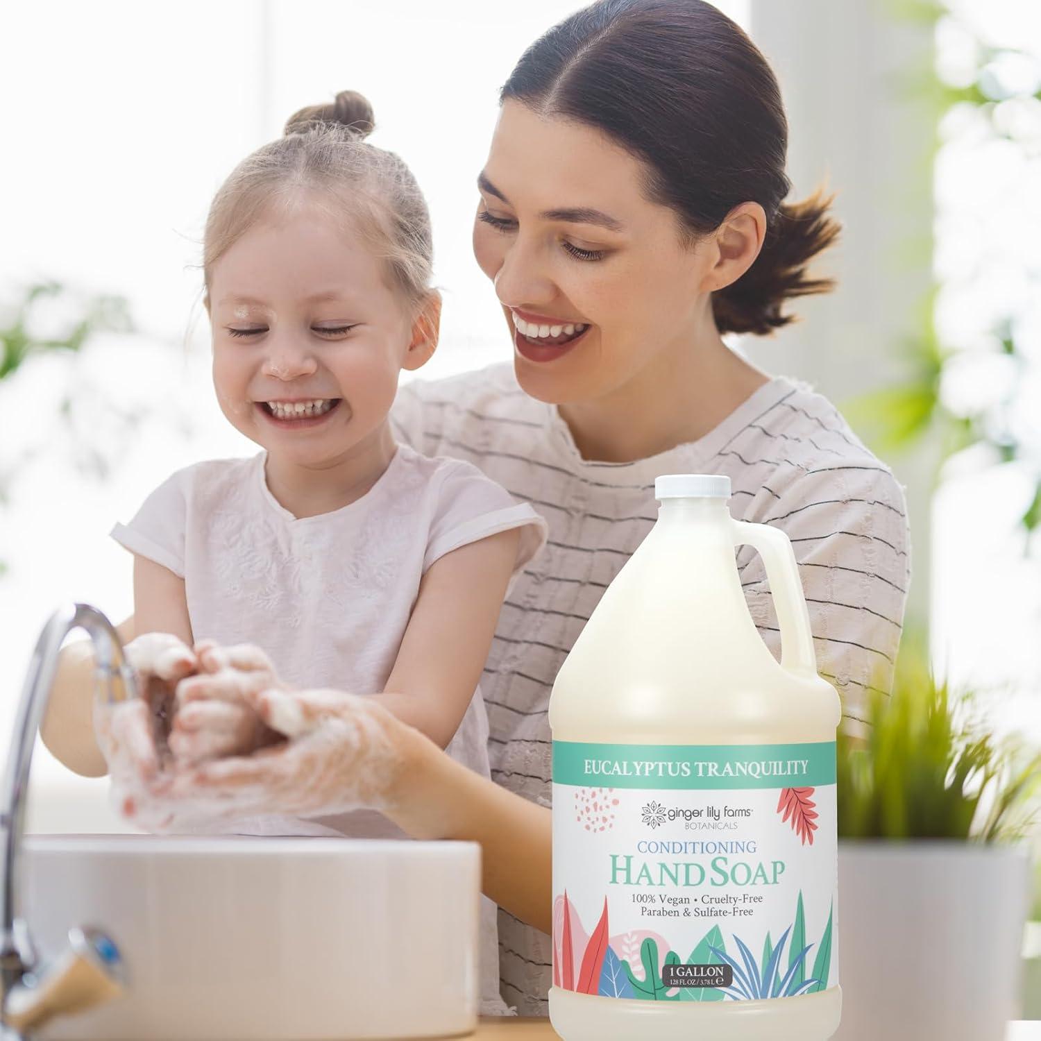 imageGinger Lily Farms Botanicals Conditioning Liquid Hand Soap Refill 100 Vegan amp CrueltyFree Vanilla Sugar Bliss Scent 1 Gallon Pack of 4Eucalyptus Tranquility