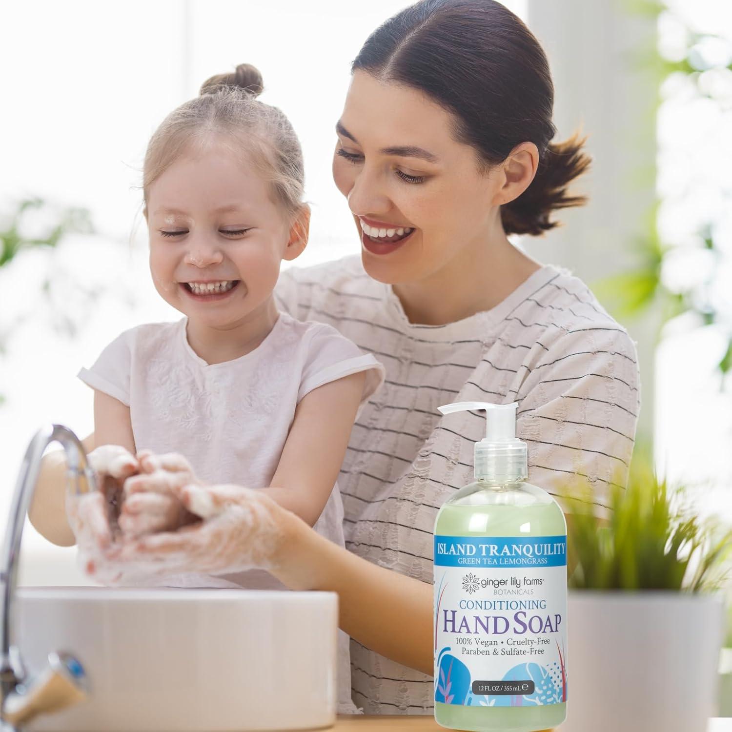 imageGinger Lily Farms Botanicals Conditioning Liquid Hand Soap Refill 100 Vegan amp CrueltyFree Vanilla Sugar Bliss Scent 1 Gallon Pack of 4Island Tranquility