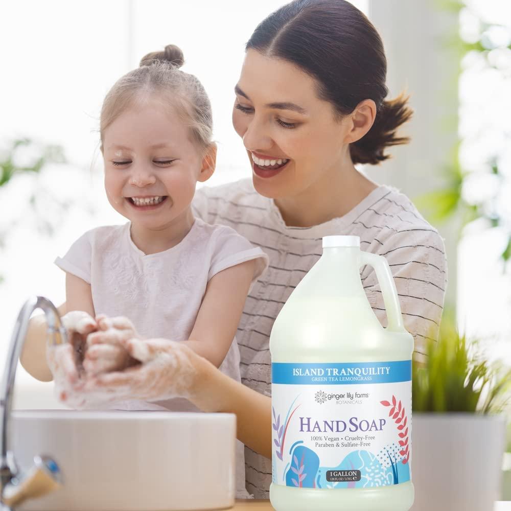 imageGinger Lily Farms Botanicals Conditioning Liquid Hand Soap Refill 100 Vegan amp CrueltyFree Vanilla Sugar Bliss Scent 1 Gallon Pack of 4Island Tranquility
