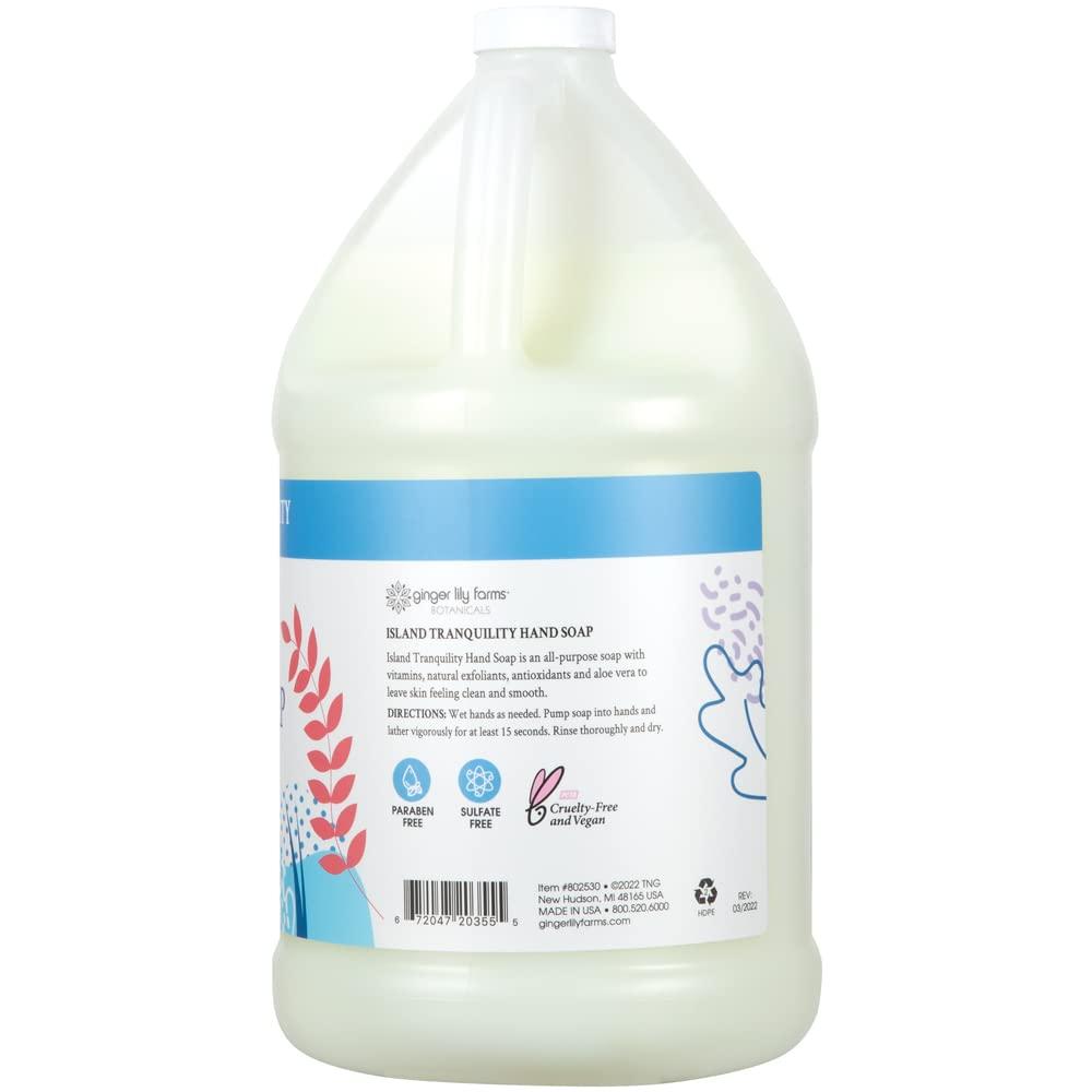 imageGinger Lily Farms Botanicals Conditioning Liquid Hand Soap Refill 100 Vegan amp CrueltyFree Vanilla Sugar Bliss Scent 1 Gallon Pack of 4Island Tranquility