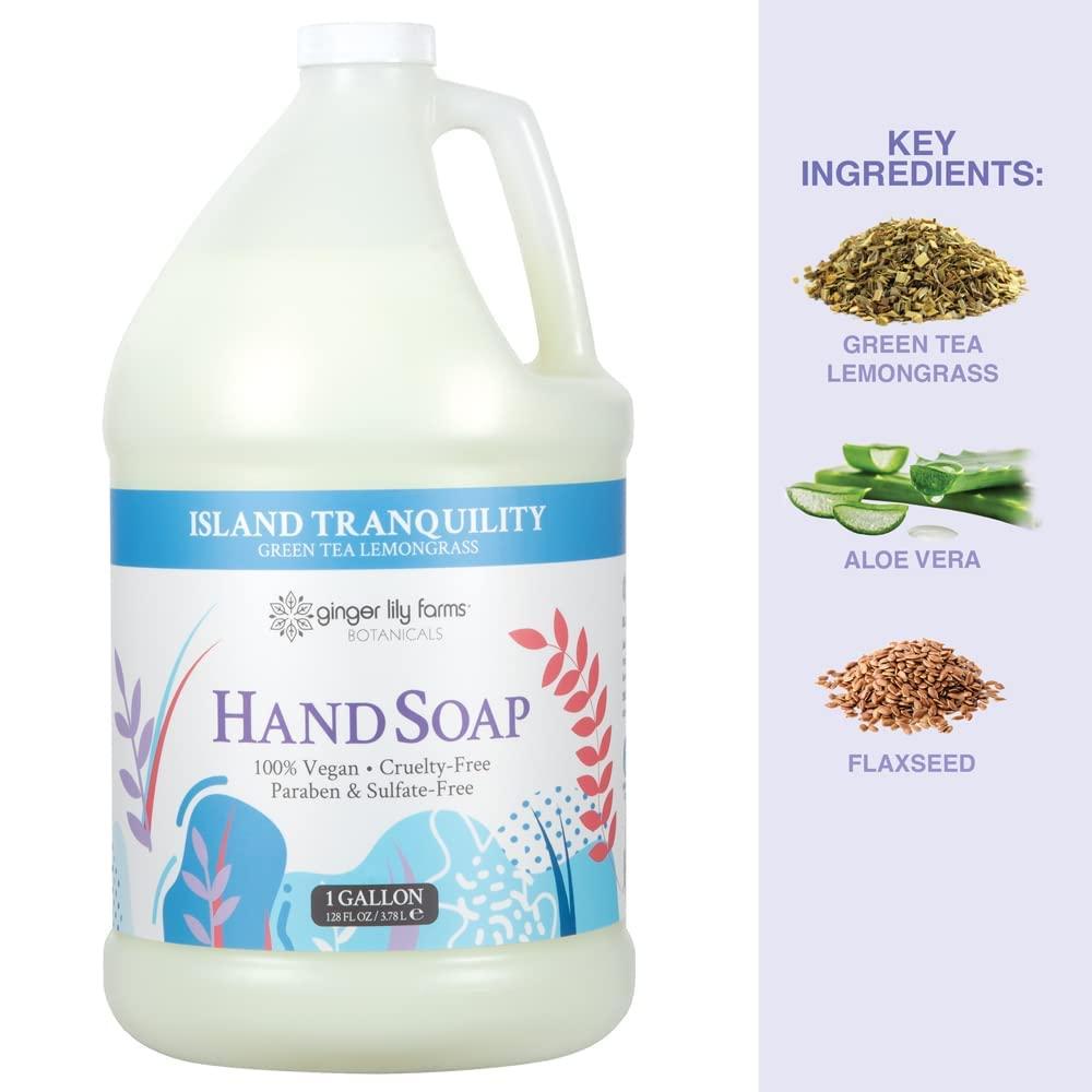 imageGinger Lily Farms Botanicals Conditioning Liquid Hand Soap Refill 100 Vegan amp CrueltyFree Vanilla Sugar Bliss Scent 1 Gallon Pack of 4Island Tranquility