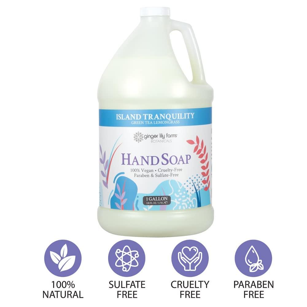 imageGinger Lily Farms Botanicals Conditioning Liquid Hand Soap Refill 100 Vegan amp CrueltyFree Vanilla Sugar Bliss Scent 1 Gallon Pack of 4Island Tranquility