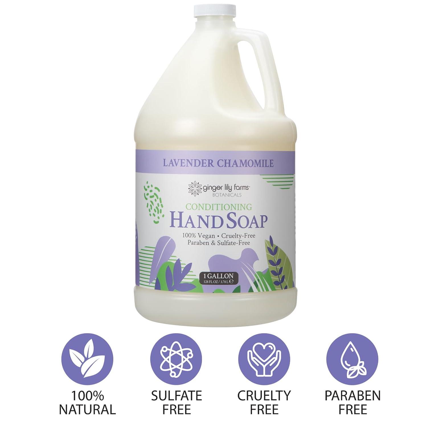 imageGinger Lily Farms Botanicals Conditioning Liquid Hand Soap Refill 100 Vegan amp CrueltyFree Vanilla Sugar Bliss Scent 1 Gallon Pack of 4Lavender Chamomile