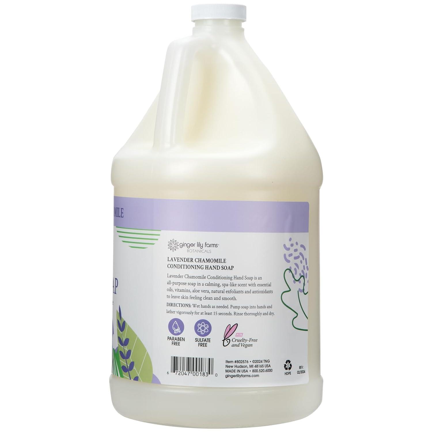 imageGinger Lily Farms Botanicals Conditioning Liquid Hand Soap Refill 100 Vegan amp CrueltyFree Vanilla Sugar Bliss Scent 1 Gallon Pack of 4Lavender Chamomile