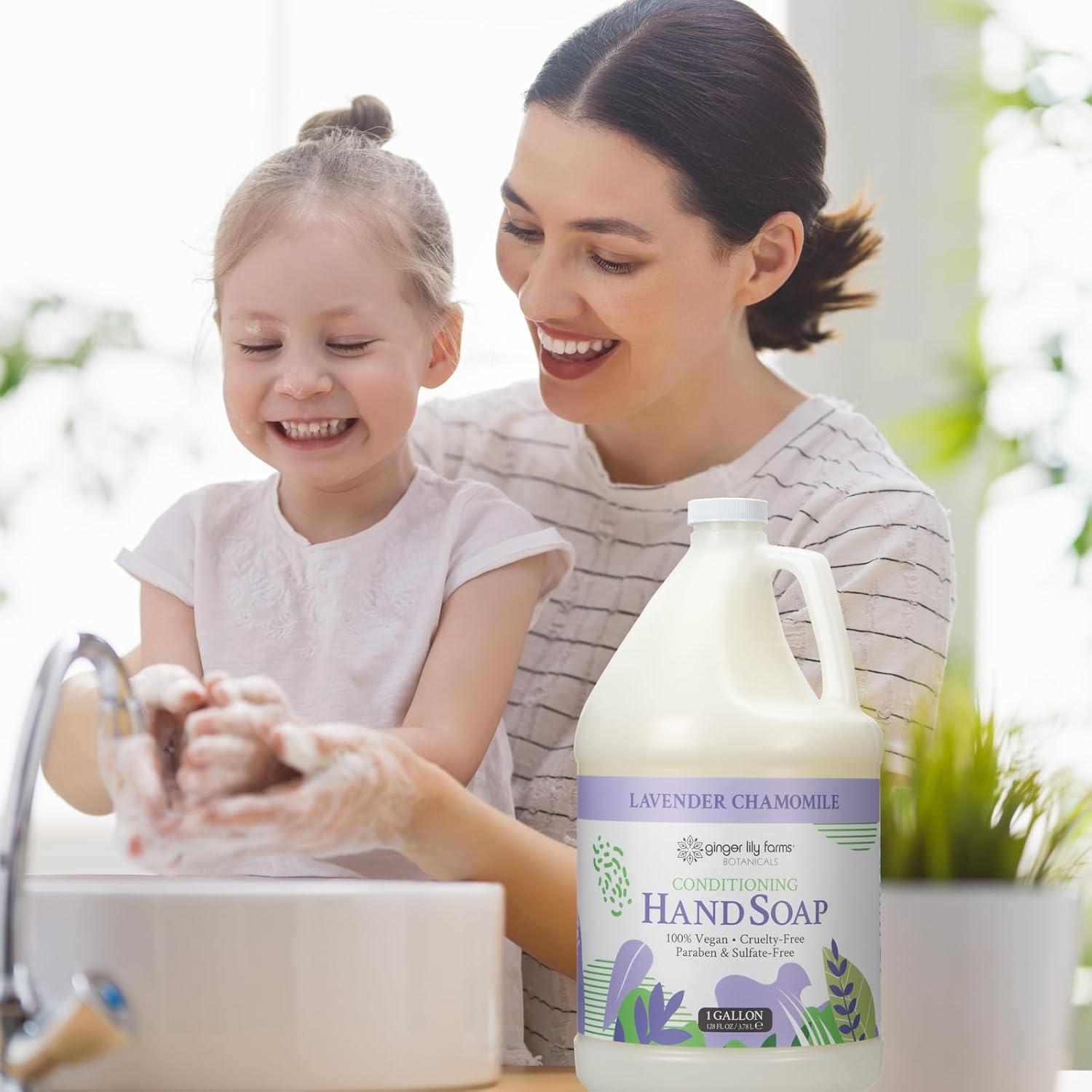 imageGinger Lily Farms Botanicals Conditioning Liquid Hand Soap Refill 100 Vegan amp CrueltyFree Vanilla Sugar Bliss Scent 1 Gallon Pack of 4Lavender Chamomile