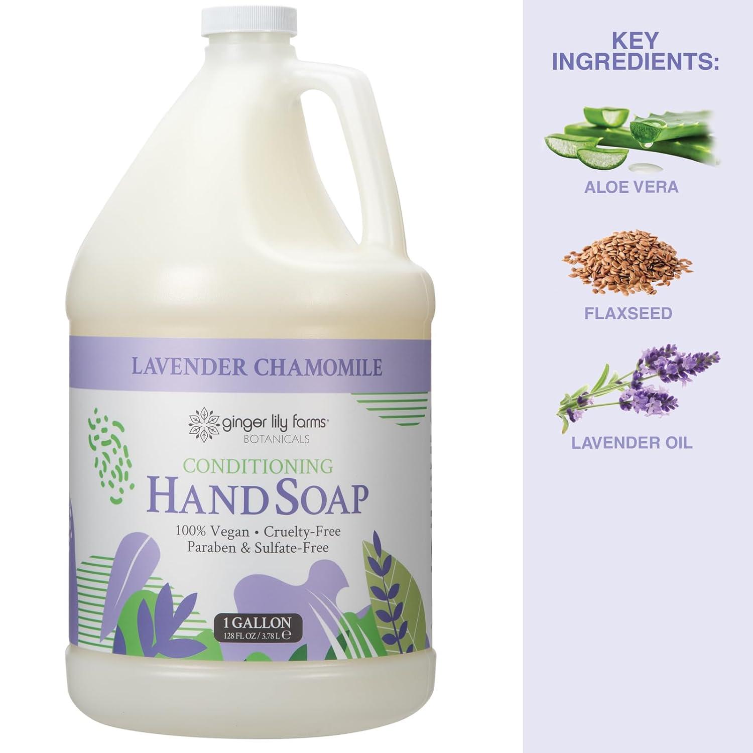 imageGinger Lily Farms Botanicals Conditioning Liquid Hand Soap Refill 100 Vegan amp CrueltyFree Vanilla Sugar Bliss Scent 1 Gallon Pack of 4Lavender Chamomile