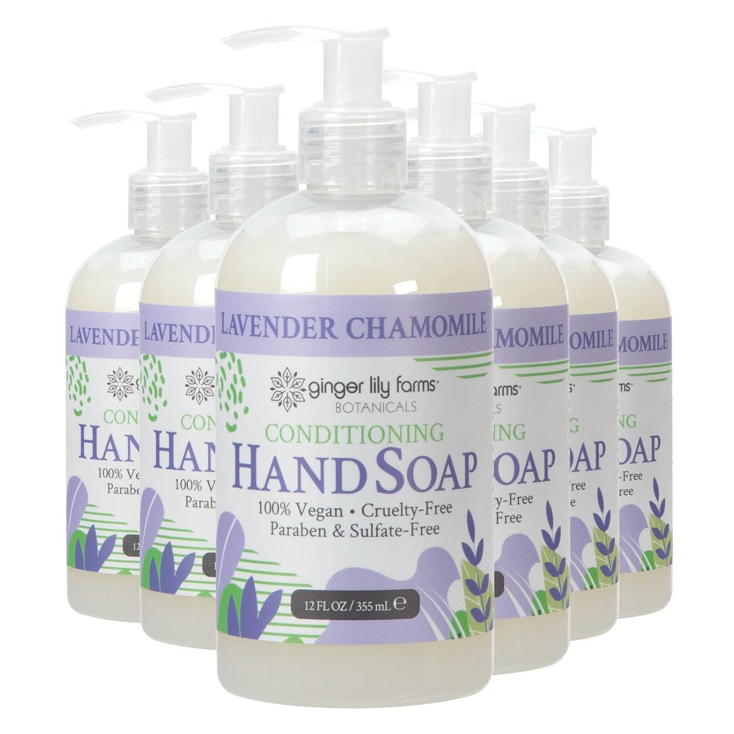 imageGinger Lily Farms Botanicals Conditioning Liquid Hand Soap Refill 100 Vegan amp CrueltyFree Vanilla Sugar Bliss Scent 1 Gallon Pack of 4Lavender Chamomile