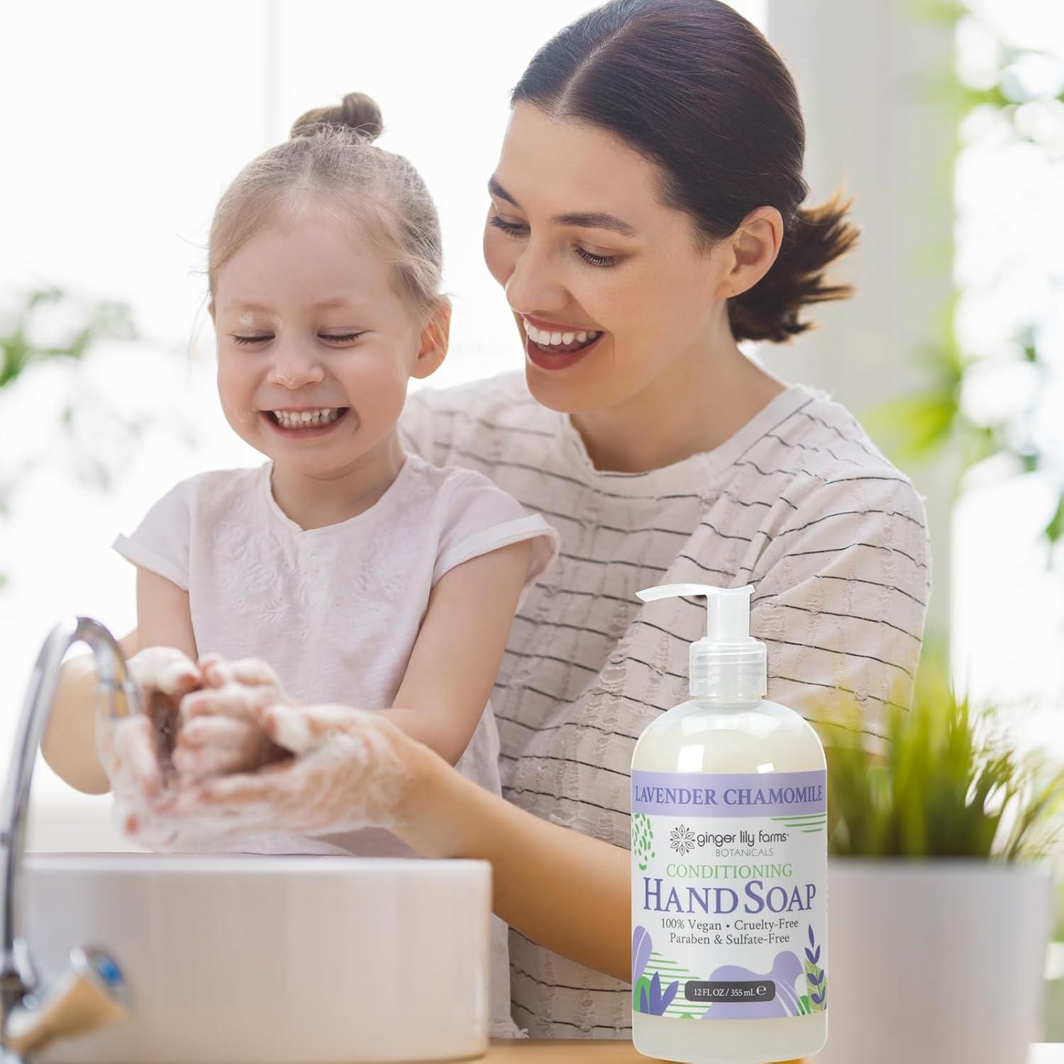 imageGinger Lily Farms Botanicals Conditioning Liquid Hand Soap Refill 100 Vegan amp CrueltyFree Vanilla Sugar Bliss Scent 1 Gallon Pack of 4Lavender Chamomile
