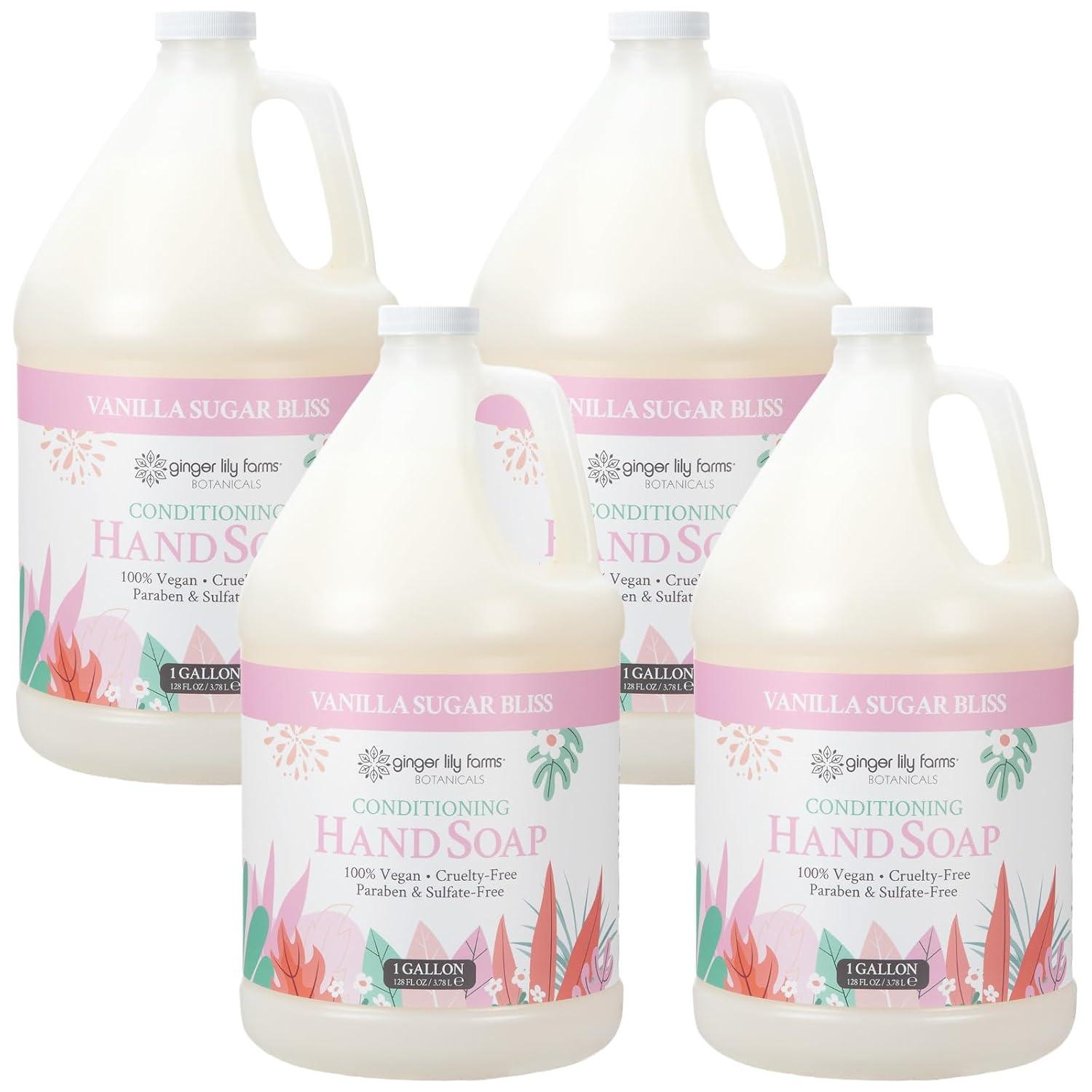 imageGinger Lily Farms Botanicals Conditioning Liquid Hand Soap Refill 100 Vegan amp CrueltyFree Vanilla Sugar Bliss Scent 1 Gallon Pack of 4Vanilla Sugar Bliss