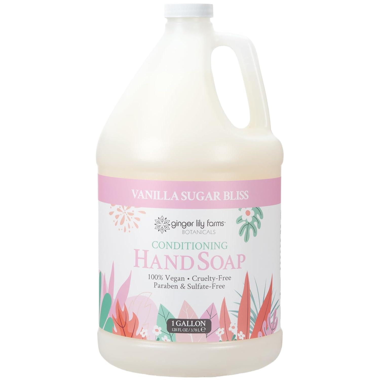 imageGinger Lily Farms Botanicals Conditioning Liquid Hand Soap Refill 100 Vegan amp CrueltyFree Vanilla Sugar Bliss Scent 1 Gallon Pack of 4Vanilla Sugar Bliss