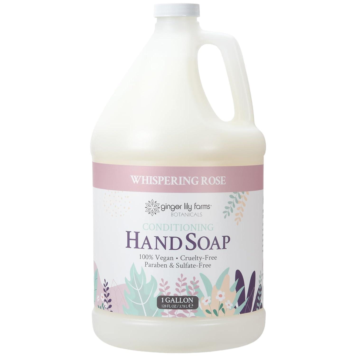 imageGinger Lily Farms Botanicals Conditioning Liquid Hand Soap Refill 100 Vegan amp CrueltyFree Vanilla Sugar Bliss Scent 1 Gallon Pack of 4Whispering Rose
