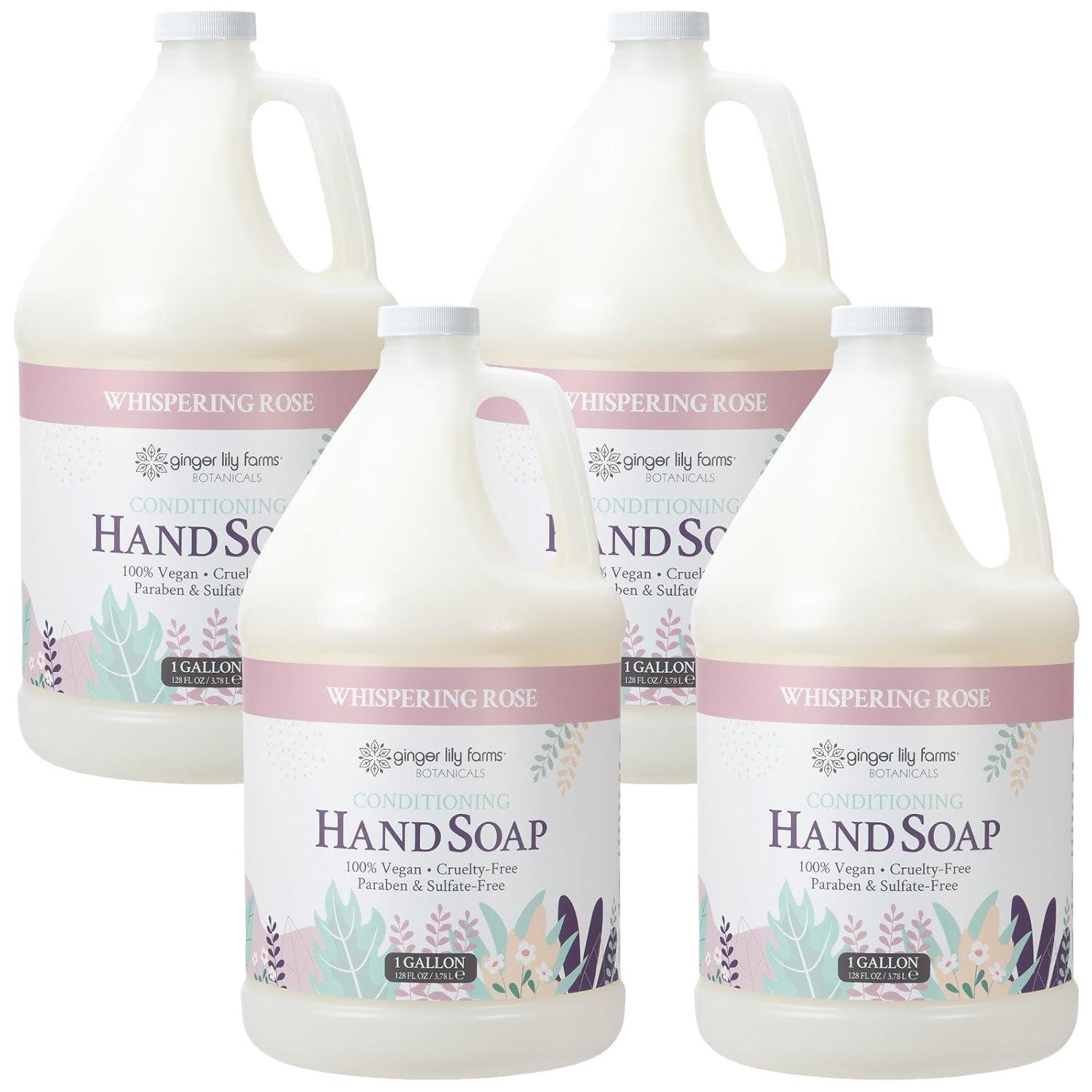 imageGinger Lily Farms Botanicals Conditioning Liquid Hand Soap Refill 100 Vegan amp CrueltyFree Vanilla Sugar Bliss Scent 1 Gallon Pack of 4Whispering Rose