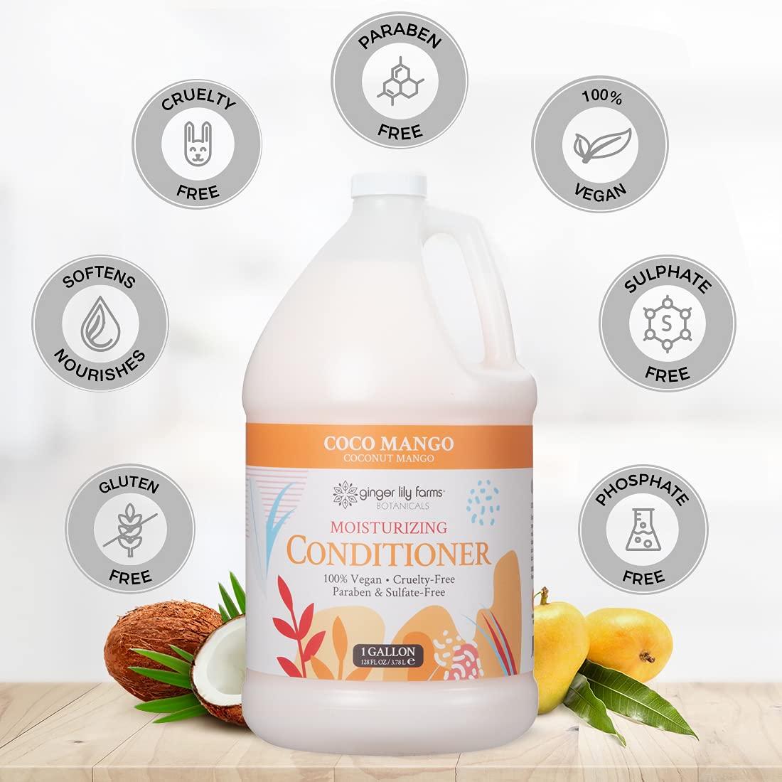 imageGinger Lily Farms Botanicals Moisturizing Conditioner for Dry Hair 100 Vegan amp CrueltyFree Vanilla Sugar Bliss Scent 1 Gallon Pack of 4Coco Mango