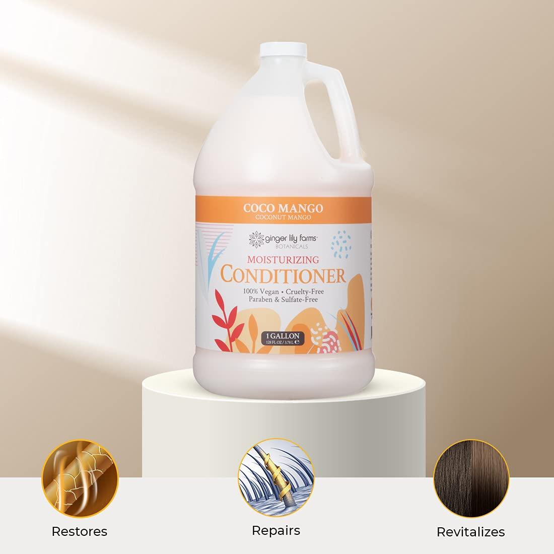imageGinger Lily Farms Botanicals Moisturizing Conditioner for Dry Hair 100 Vegan amp CrueltyFree Vanilla Sugar Bliss Scent 1 Gallon Pack of 4Coco Mango