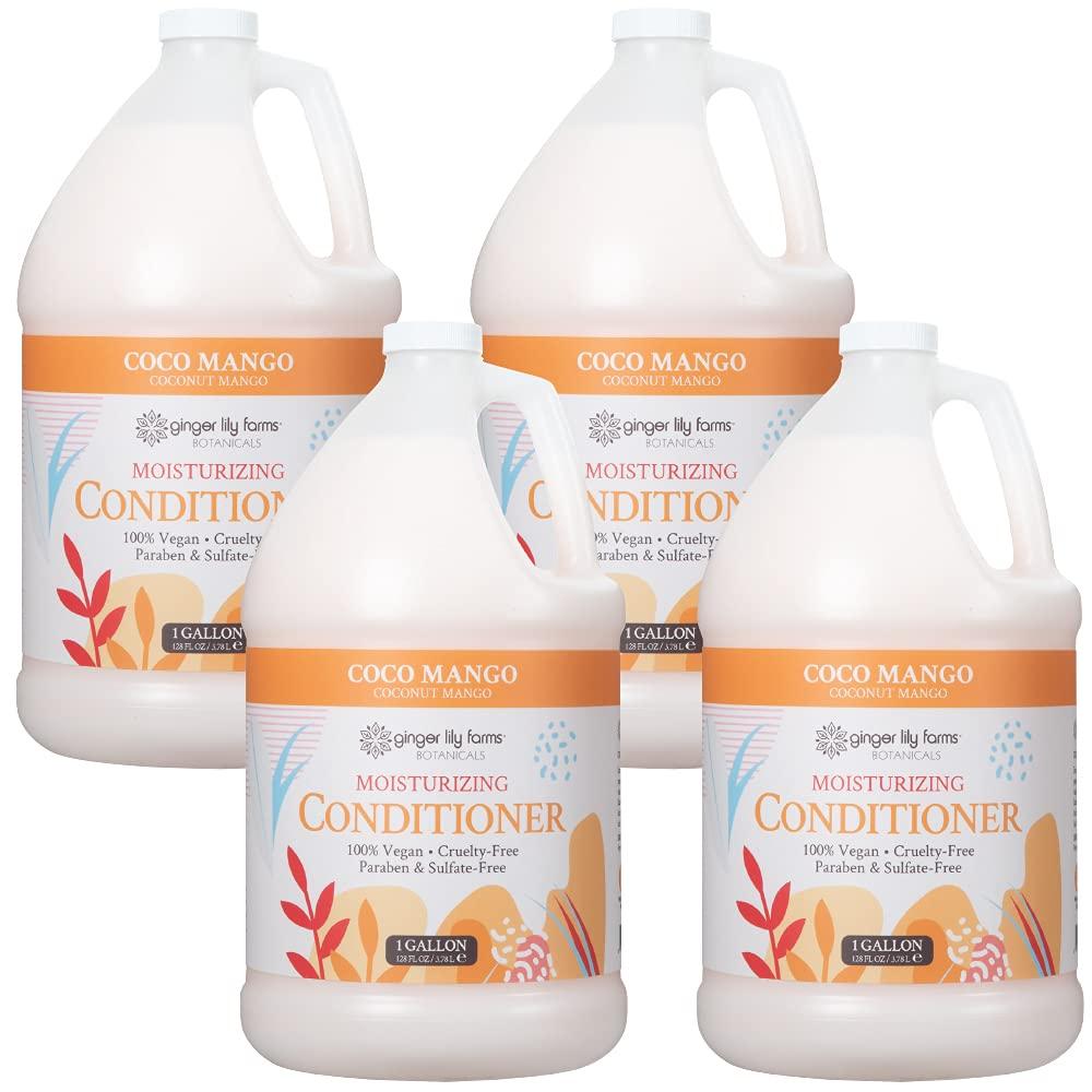 imageGinger Lily Farms Botanicals Moisturizing Conditioner for Dry Hair 100 Vegan amp CrueltyFree Vanilla Sugar Bliss Scent 1 Gallon Pack of 4Coco Mango