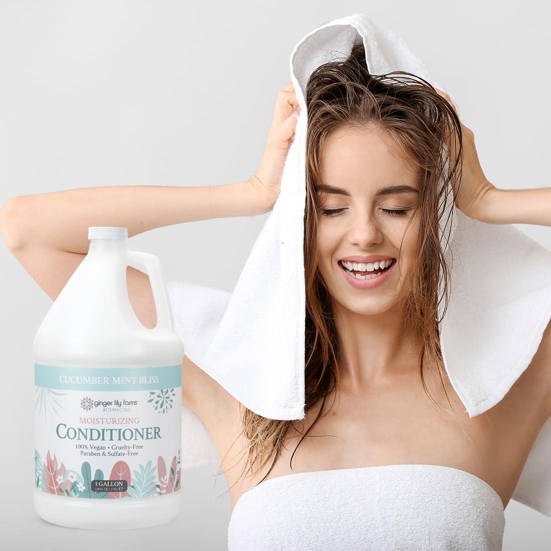 imageGinger Lily Farms Botanicals Moisturizing Conditioner for Dry Hair 100 Vegan amp CrueltyFree Vanilla Sugar Bliss Scent 1 Gallon Pack of 4Cucumber Mint Bliss