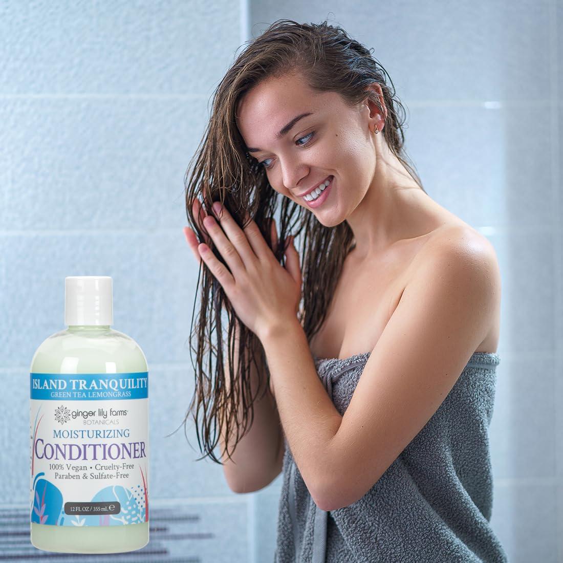 imageGinger Lily Farms Botanicals Moisturizing Conditioner for Dry Hair 100 Vegan amp CrueltyFree Vanilla Sugar Bliss Scent 1 Gallon Pack of 4Island Tranquility
