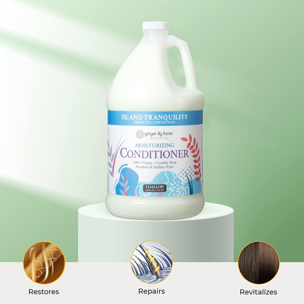 imageGinger Lily Farms Botanicals Moisturizing Conditioner for Dry Hair 100 Vegan amp CrueltyFree Vanilla Sugar Bliss Scent 1 Gallon Pack of 4Island Tranquility