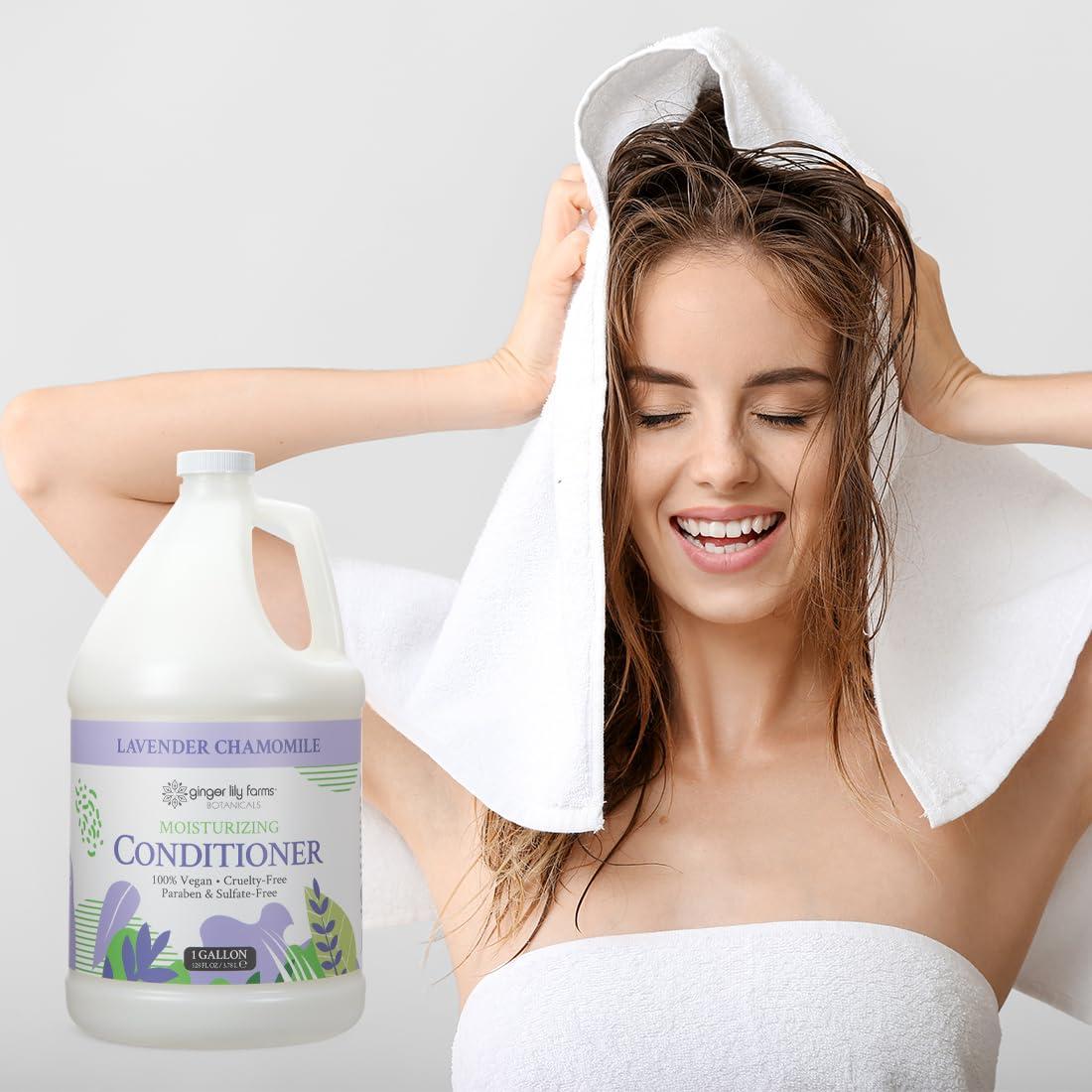 imageGinger Lily Farms Botanicals Moisturizing Conditioner for Dry Hair 100 Vegan amp CrueltyFree Vanilla Sugar Bliss Scent 1 Gallon Pack of 4Lavender Chamomile