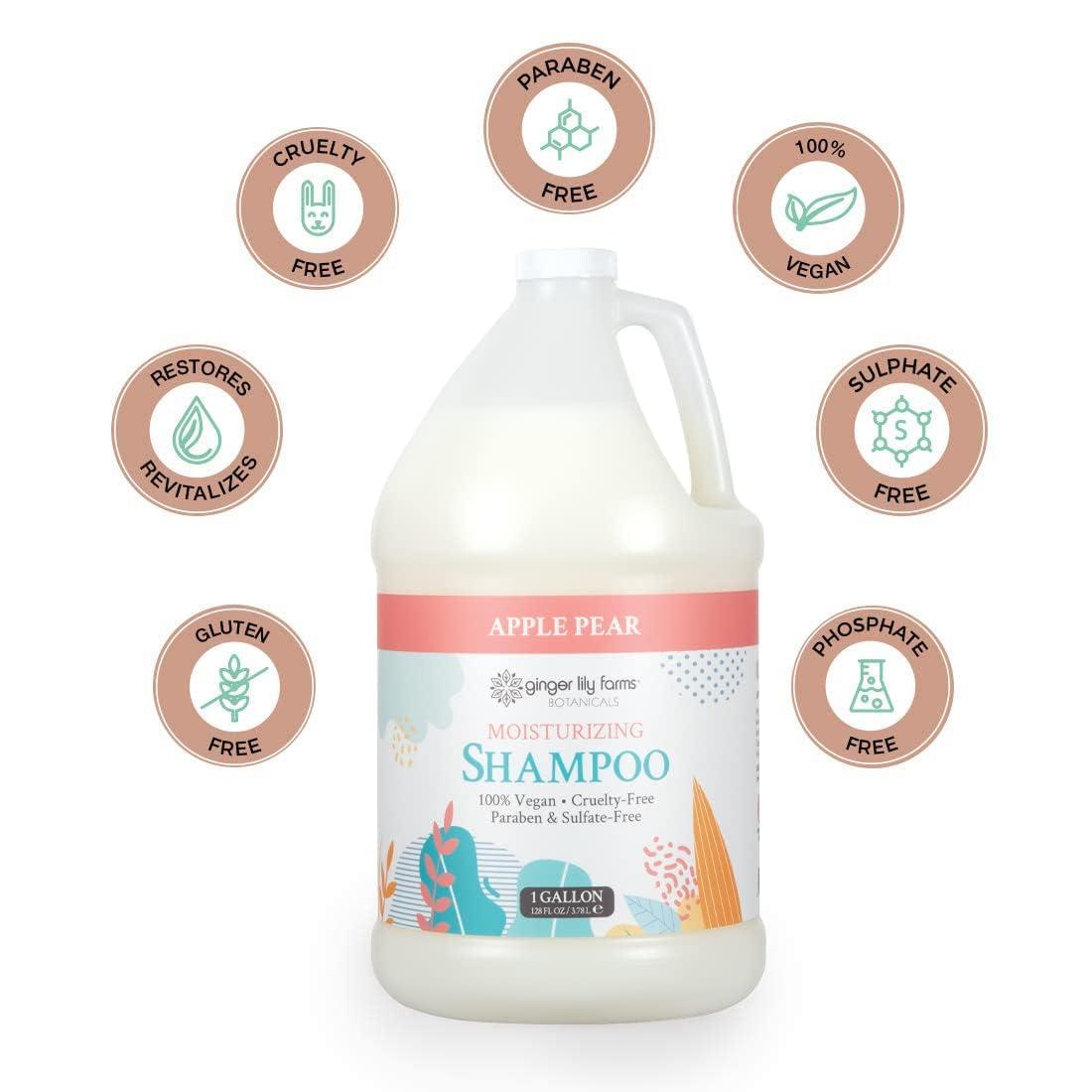 imageGinger Lily Farms Botanicals Moisturizing Shampoo for All Hair Types 100 Vegan amp CrueltyFree Vanilla Sugar Bliss 1 Gallon 128 fl oz RefillApple Pear