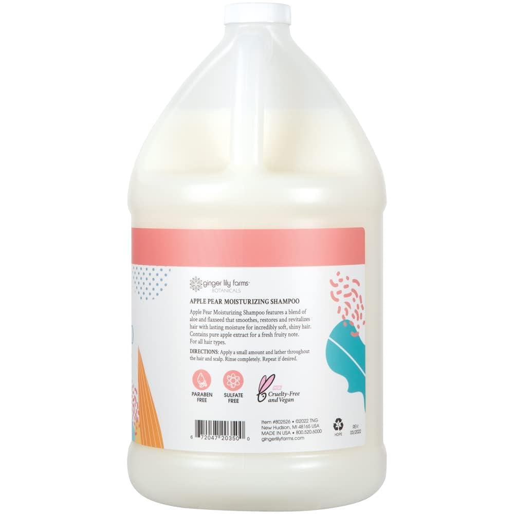 imageGinger Lily Farms Botanicals Moisturizing Shampoo for All Hair Types 100 Vegan amp CrueltyFree Vanilla Sugar Bliss 1 Gallon 128 fl oz RefillApple Pear