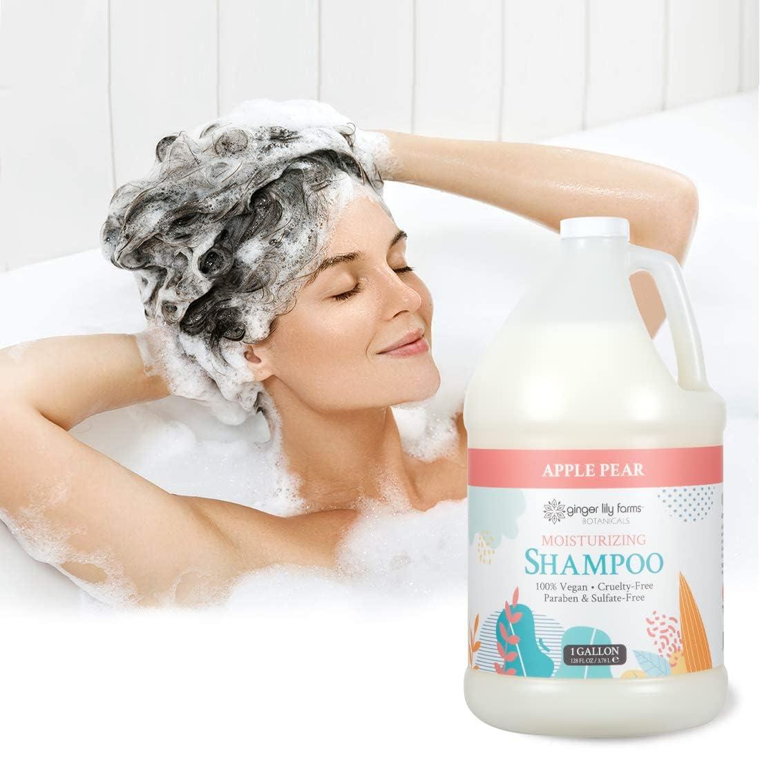imageGinger Lily Farms Botanicals Moisturizing Shampoo for All Hair Types 100 Vegan amp CrueltyFree Vanilla Sugar Bliss 1 Gallon 128 fl oz RefillApple Pear