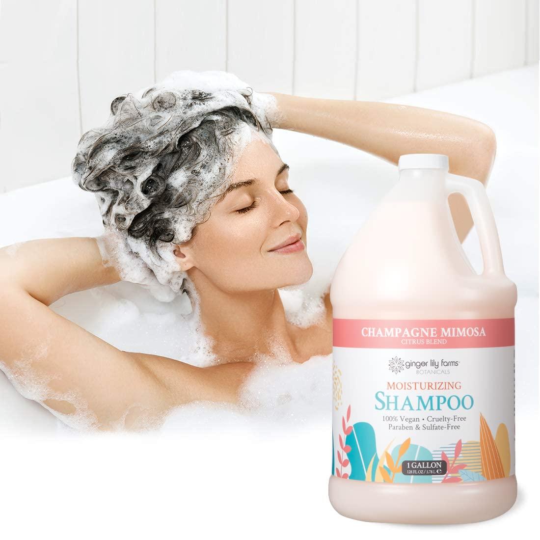 imageGinger Lily Farms Botanicals Moisturizing Shampoo for All Hair Types 100 Vegan amp CrueltyFree Vanilla Sugar Bliss 1 Gallon 128 fl oz RefillChampagne Mimosa