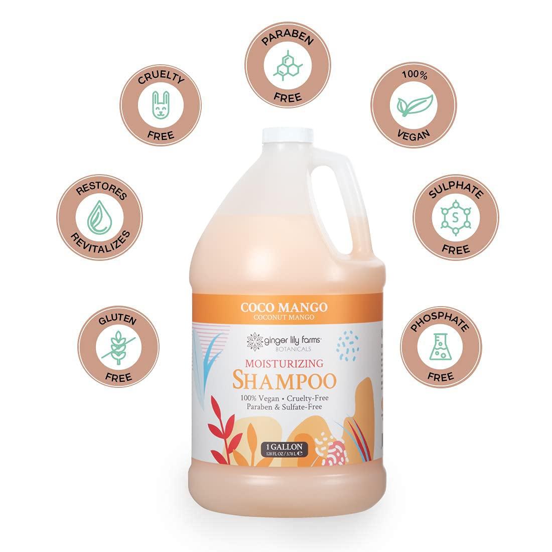 imageGinger Lily Farms Botanicals Moisturizing Shampoo for All Hair Types 100 Vegan amp CrueltyFree Vanilla Sugar Bliss 1 Gallon 128 fl oz RefillCoco Mango
