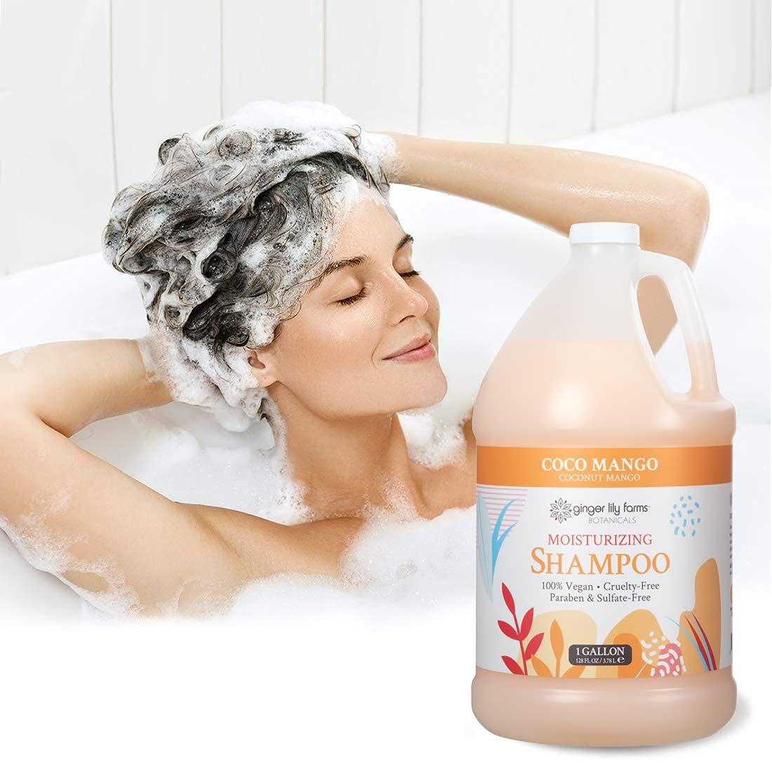 imageGinger Lily Farms Botanicals Moisturizing Shampoo for All Hair Types 100 Vegan amp CrueltyFree Vanilla Sugar Bliss 1 Gallon 128 fl oz RefillCoco Mango