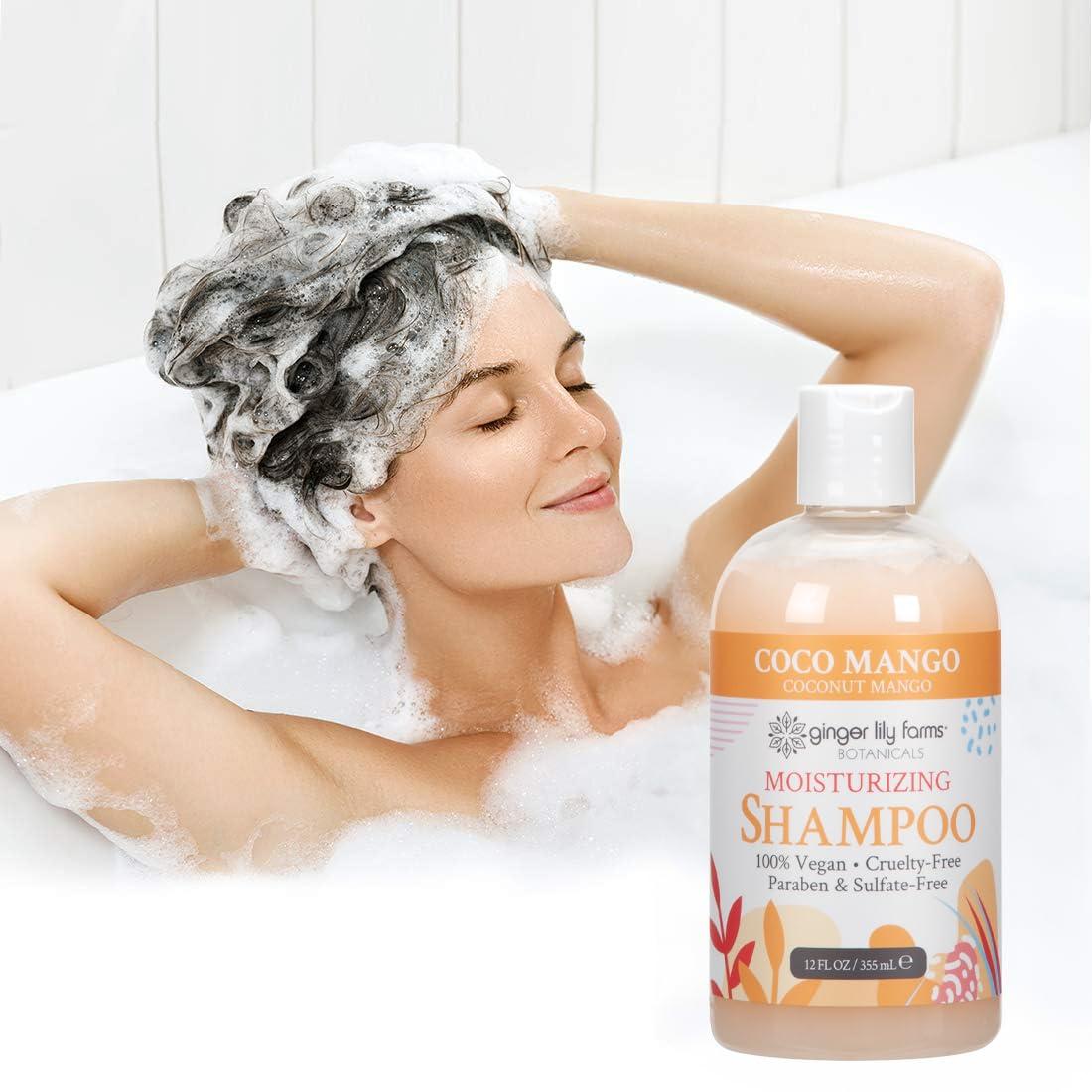 imageGinger Lily Farms Botanicals Moisturizing Shampoo for All Hair Types 100 Vegan amp CrueltyFree Vanilla Sugar Bliss 1 Gallon 128 fl oz RefillCoco Mango