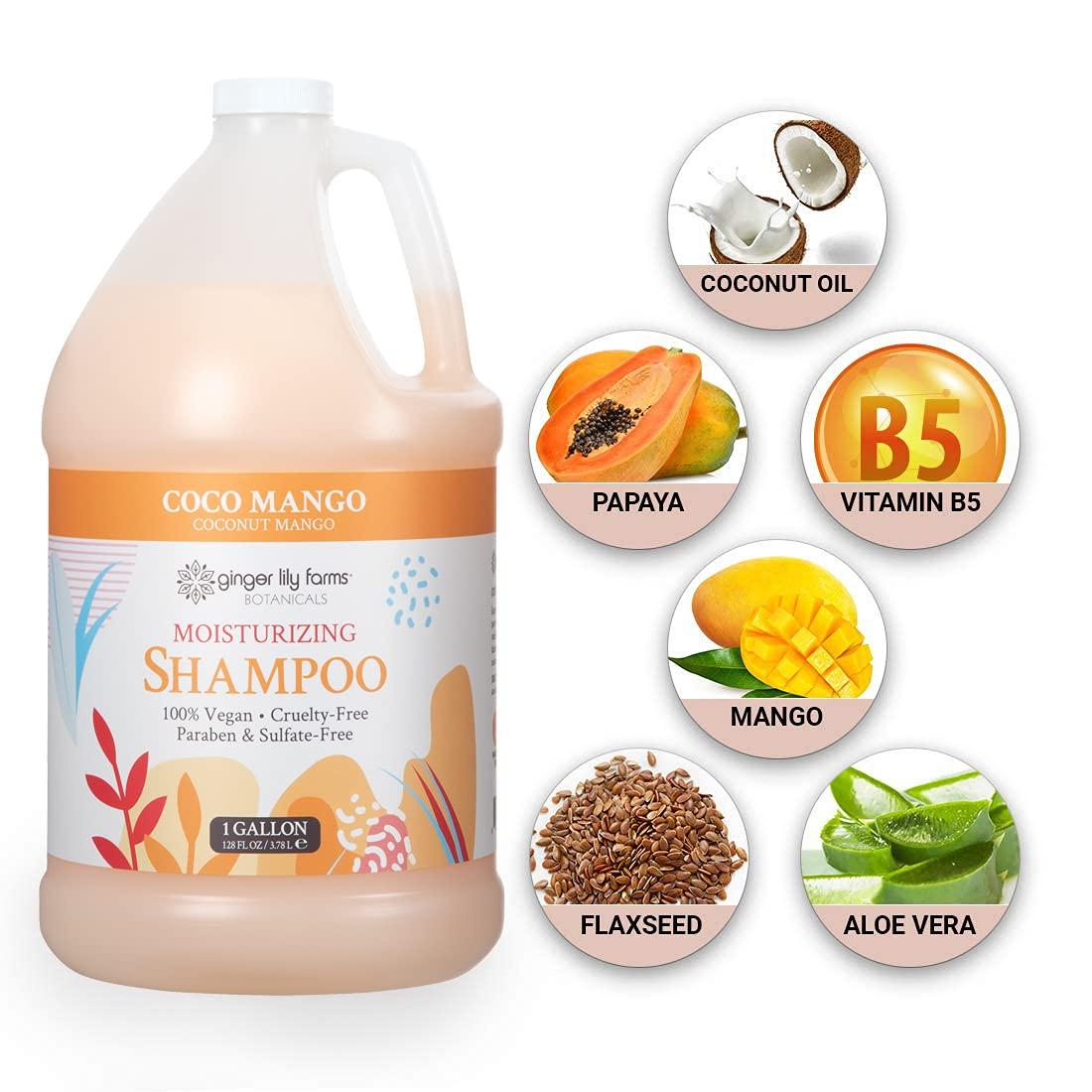 imageGinger Lily Farms Botanicals Moisturizing Shampoo for All Hair Types 100 Vegan amp CrueltyFree Vanilla Sugar Bliss 1 Gallon 128 fl oz RefillCoco Mango