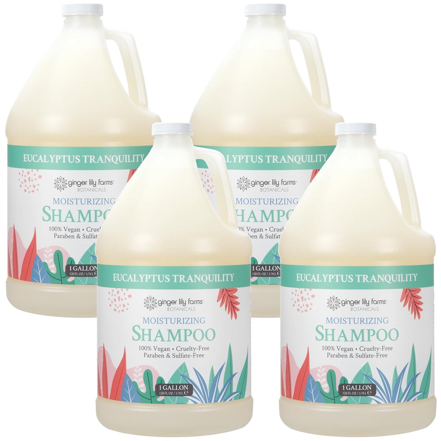 imageGinger Lily Farms Botanicals Moisturizing Shampoo for All Hair Types 100 Vegan amp CrueltyFree Vanilla Sugar Bliss 1 Gallon 128 fl oz RefillEucalyptus Tranquility