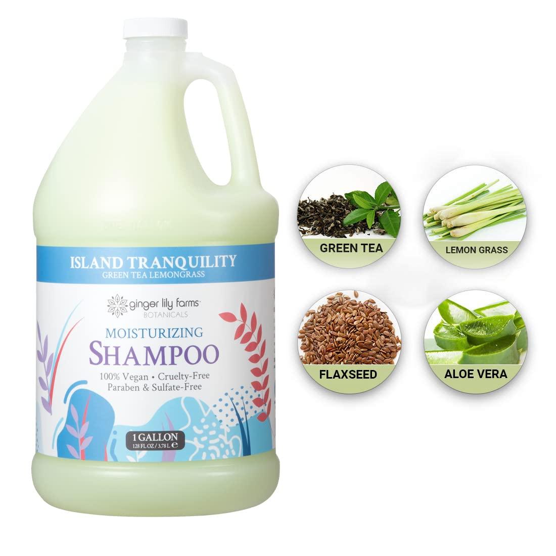 imageGinger Lily Farms Botanicals Moisturizing Shampoo for All Hair Types 100 Vegan amp CrueltyFree Vanilla Sugar Bliss 1 Gallon 128 fl oz RefillIsland Tranquility