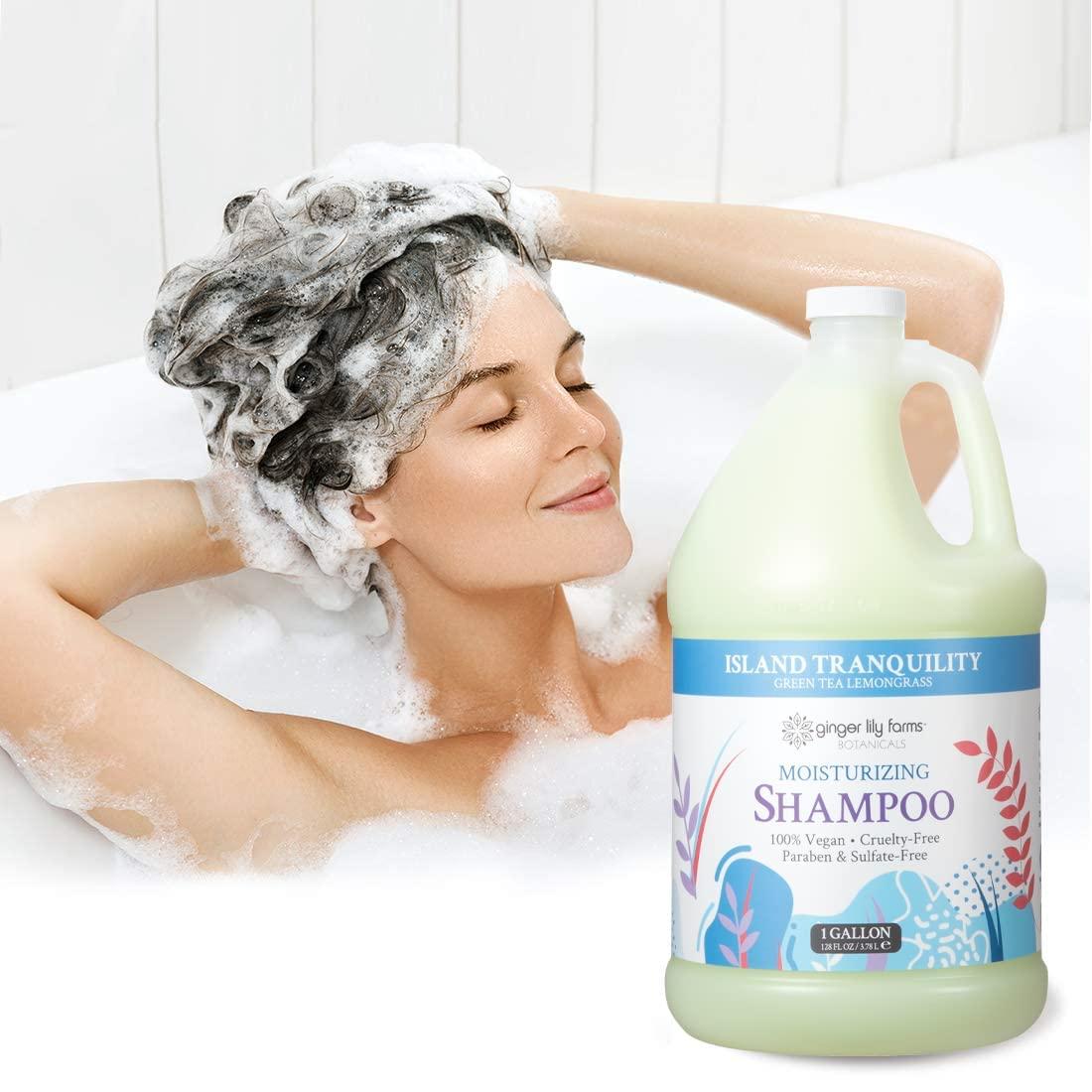 imageGinger Lily Farms Botanicals Moisturizing Shampoo for All Hair Types 100 Vegan amp CrueltyFree Vanilla Sugar Bliss 1 Gallon 128 fl oz RefillIsland Tranquility