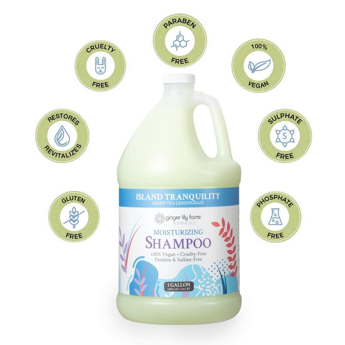 imageGinger Lily Farms Botanicals Moisturizing Shampoo for All Hair Types 100 Vegan amp CrueltyFree Vanilla Sugar Bliss 1 Gallon 128 fl oz RefillIsland Tranquility