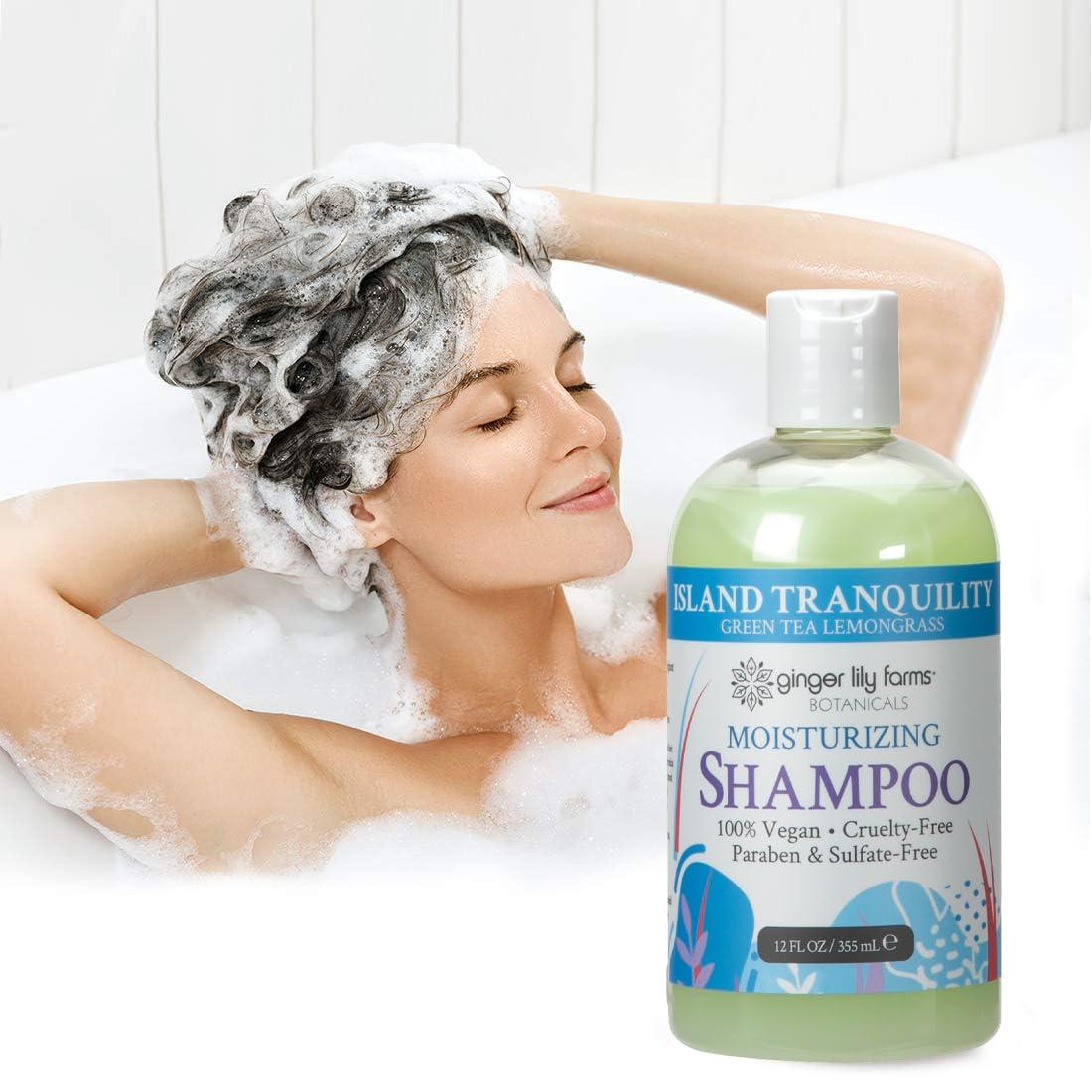 imageGinger Lily Farms Botanicals Moisturizing Shampoo for All Hair Types 100 Vegan amp CrueltyFree Vanilla Sugar Bliss 1 Gallon 128 fl oz RefillIsland Tranquility