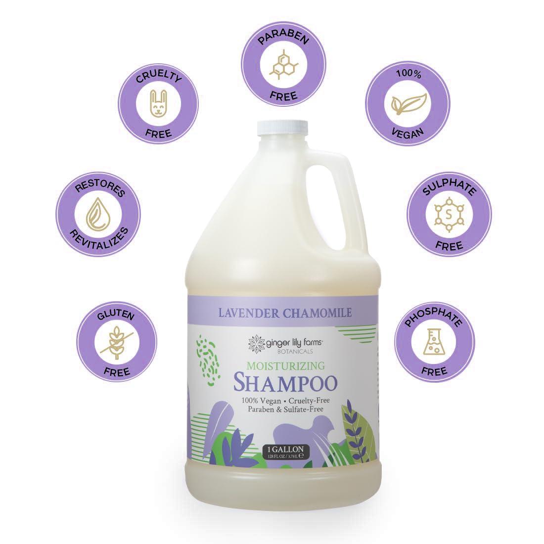 imageGinger Lily Farms Botanicals Moisturizing Shampoo for All Hair Types 100 Vegan amp CrueltyFree Vanilla Sugar Bliss 1 Gallon 128 fl oz RefillLavender Chamomile