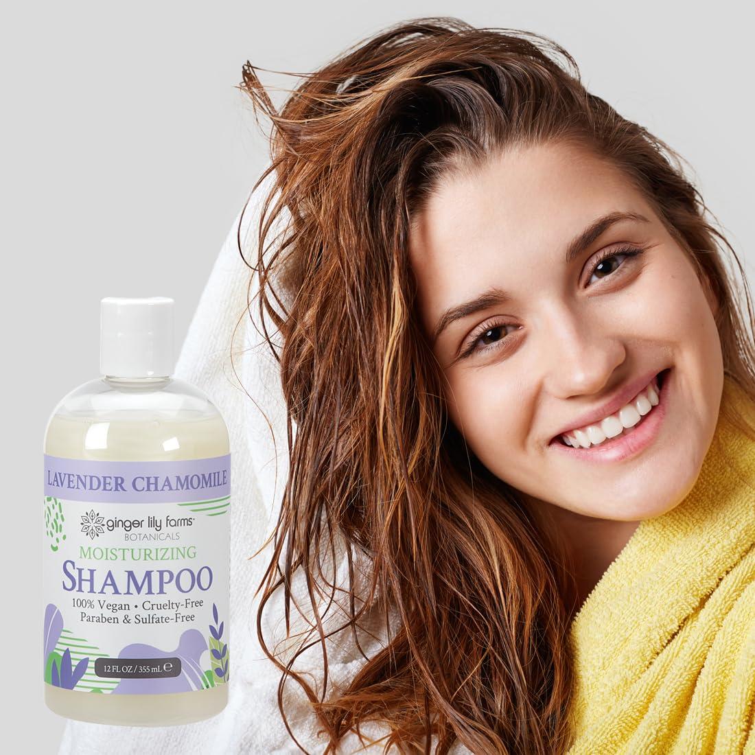 imageGinger Lily Farms Botanicals Moisturizing Shampoo for All Hair Types 100 Vegan amp CrueltyFree Vanilla Sugar Bliss 1 Gallon 128 fl oz RefillLavender Chamomile