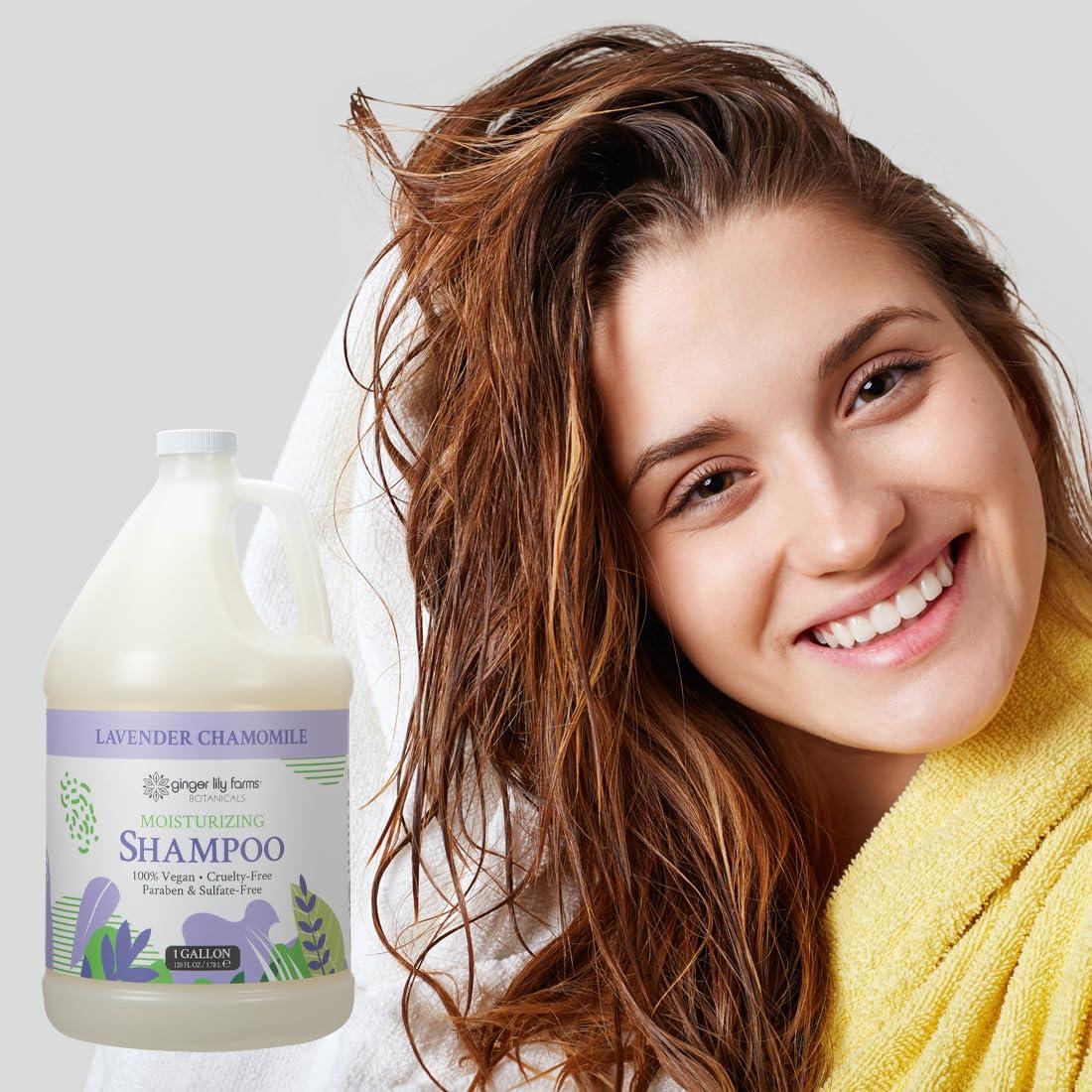 imageGinger Lily Farms Botanicals Moisturizing Shampoo for All Hair Types 100 Vegan amp CrueltyFree Vanilla Sugar Bliss 1 Gallon 128 fl oz RefillLavender Chamomile