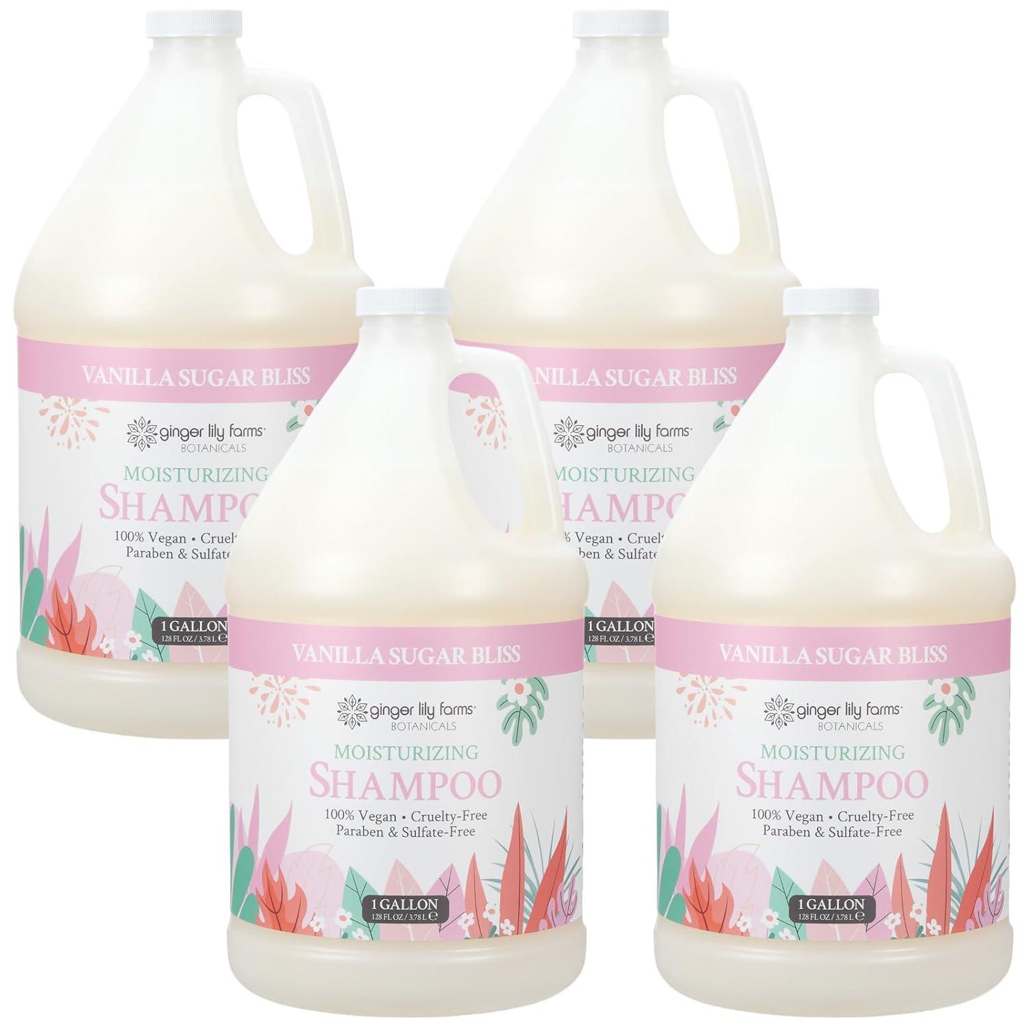 imageGinger Lily Farms Botanicals Moisturizing Shampoo for All Hair Types 100 Vegan amp CrueltyFree Vanilla Sugar Bliss 1 Gallon 128 fl oz RefillVanilla Sugar Bliss