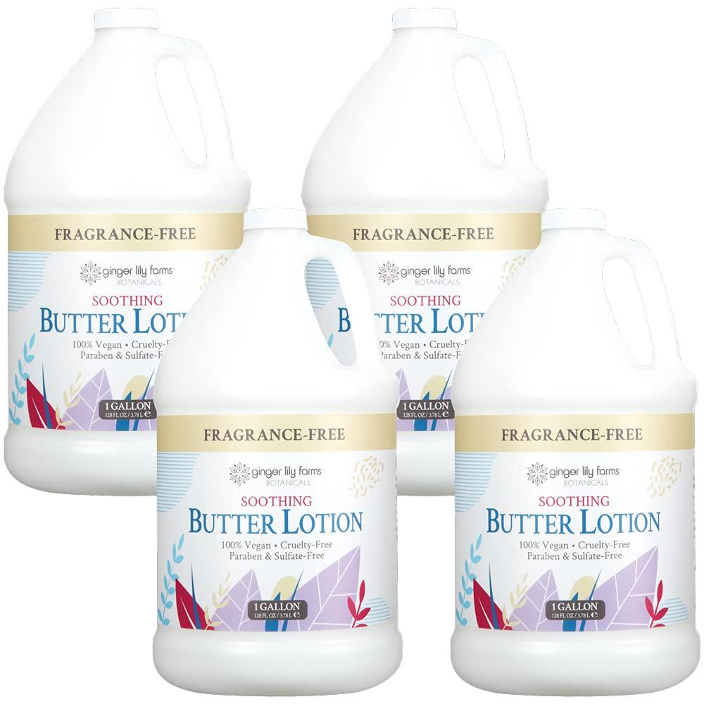 imageGinger Lily Farms Botanicals Soothing Butter Lotion for Dry Skin 100 Vegan amp CrueltyFree Vanilla Sugar Bliss Scent 1 Gallon 128 fl oz RefillFragrance Free