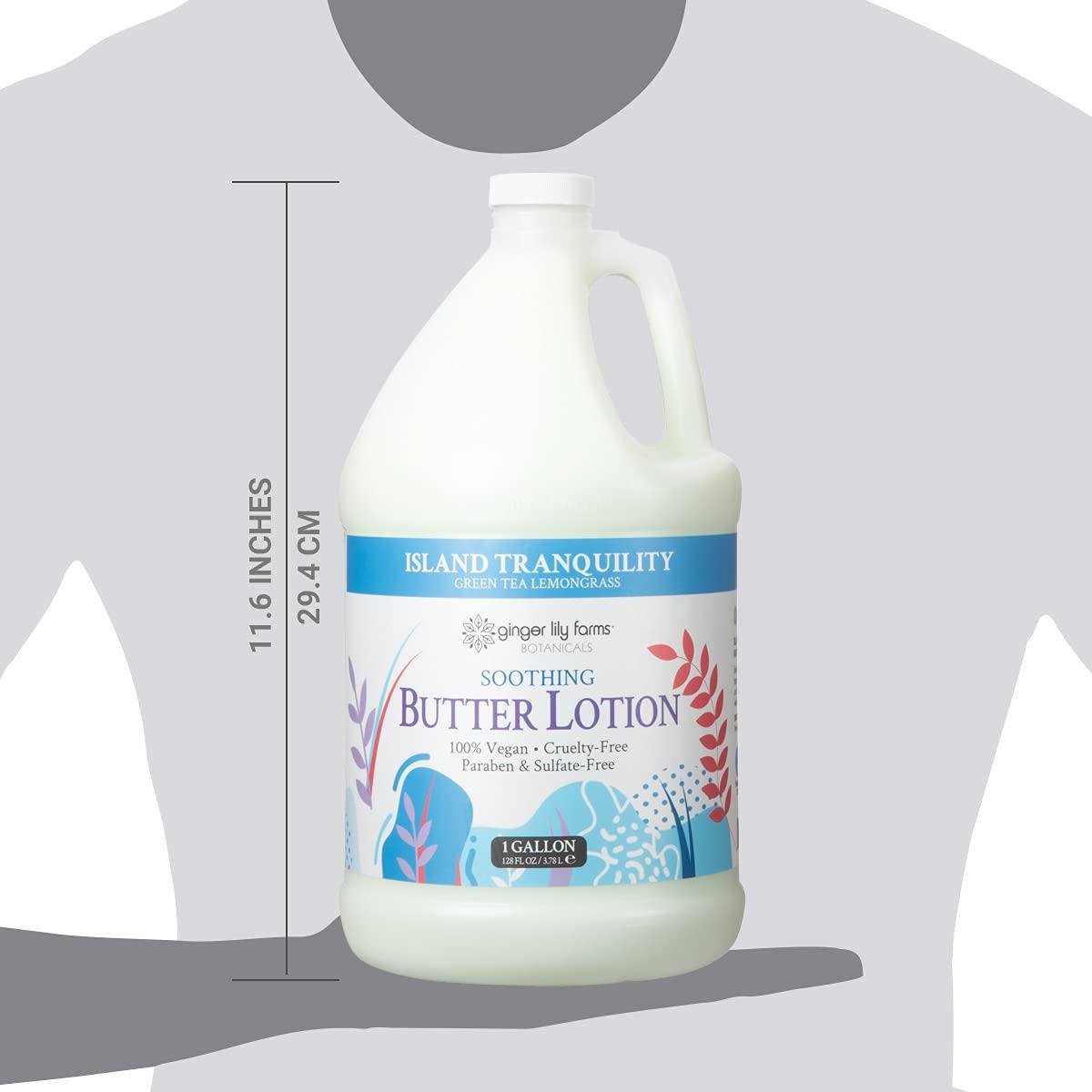 imageGinger Lily Farms Botanicals Soothing Butter Lotion for Dry Skin 100 Vegan amp CrueltyFree Vanilla Sugar Bliss Scent 1 Gallon 128 fl oz RefillIsland Tranquility
