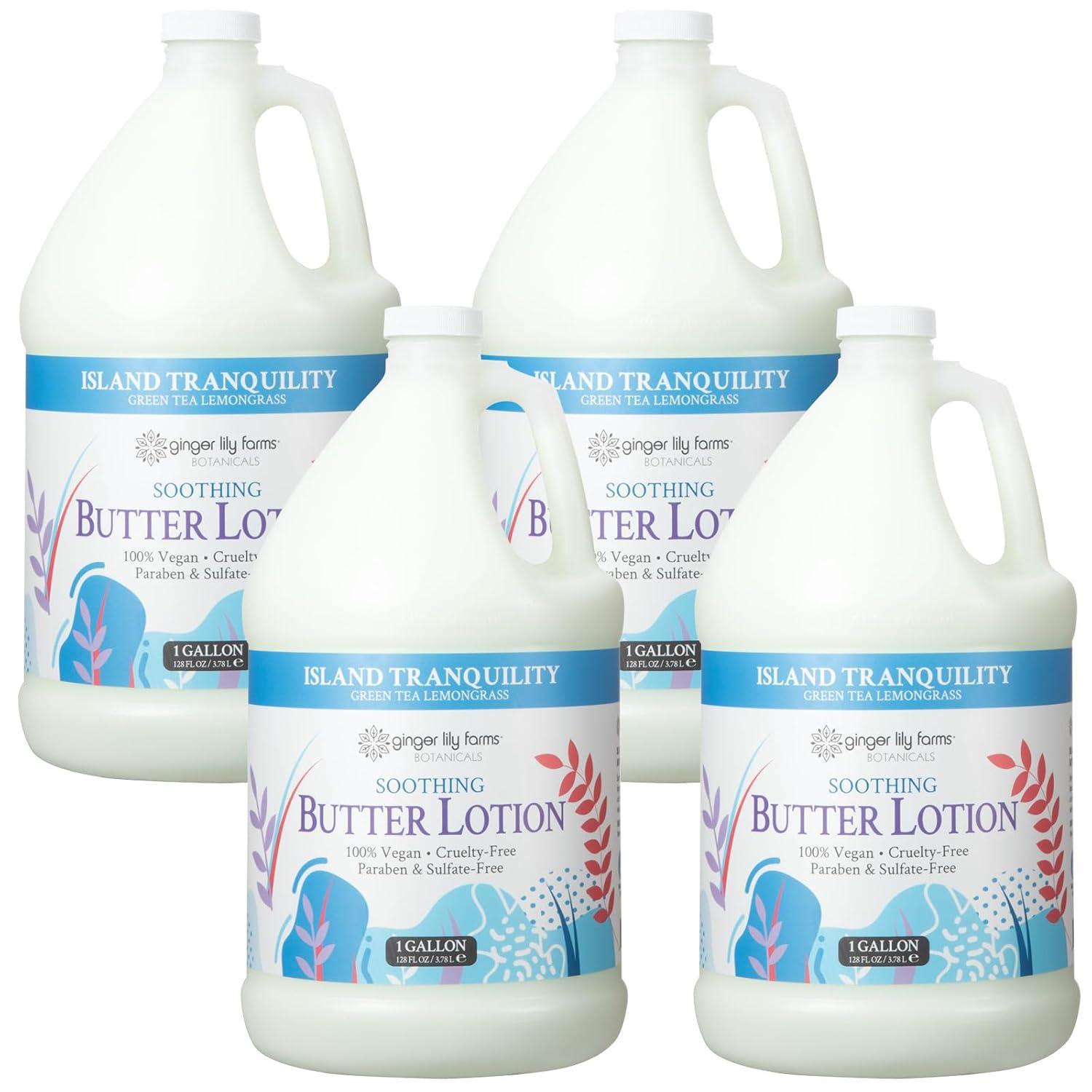 imageGinger Lily Farms Botanicals Soothing Butter Lotion for Dry Skin 100 Vegan amp CrueltyFree Vanilla Sugar Bliss Scent 1 Gallon 128 fl oz RefillIsland Tranquility