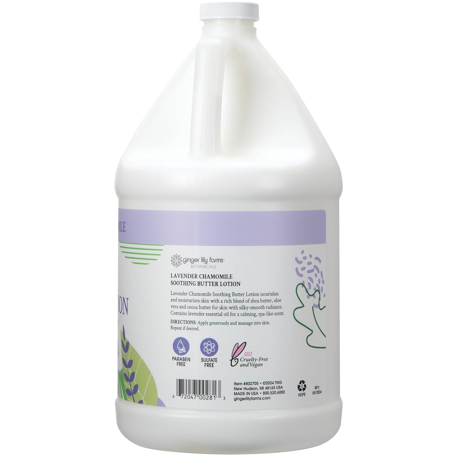 imageGinger Lily Farms Botanicals Soothing Butter Lotion for Dry Skin 100 Vegan amp CrueltyFree Vanilla Sugar Bliss Scent 1 Gallon 128 fl oz RefillLavender Chamomile