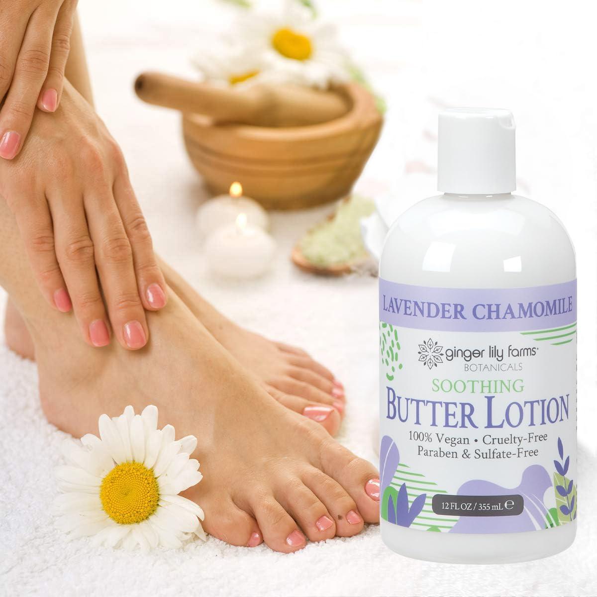 imageGinger Lily Farms Botanicals Soothing Butter Lotion for Dry Skin 100 Vegan amp CrueltyFree Vanilla Sugar Bliss Scent 1 Gallon 128 fl oz RefillLavender Chamomile