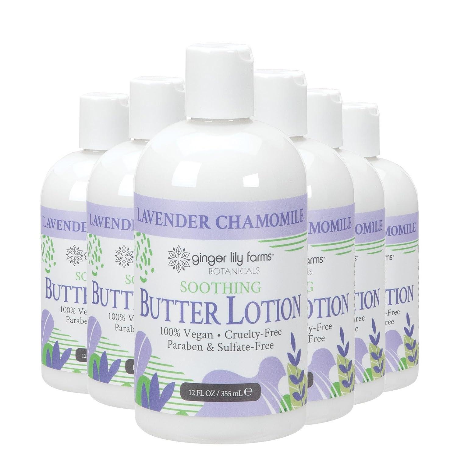 imageGinger Lily Farms Botanicals Soothing Butter Lotion for Dry Skin 100 Vegan amp CrueltyFree Vanilla Sugar Bliss Scent 1 Gallon 128 fl oz RefillLavender Chamomile